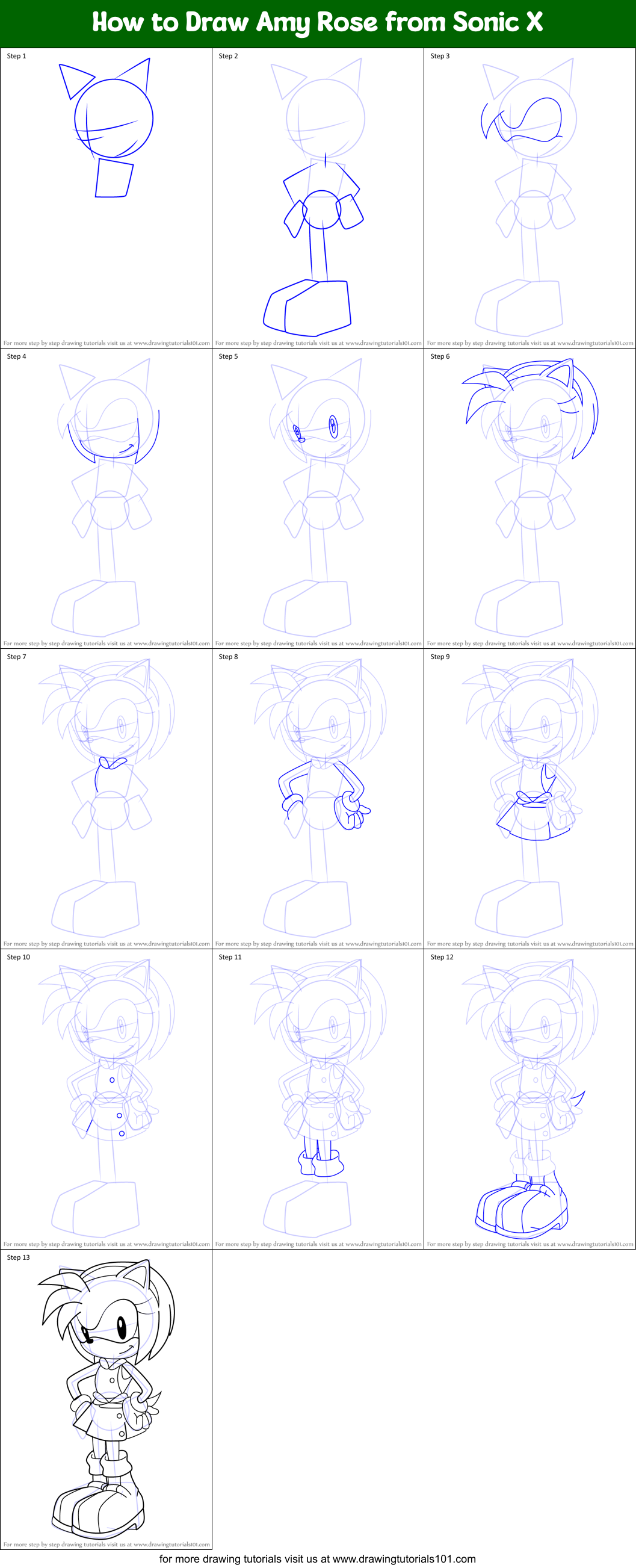 How To Draw Amy Rose Step By Step Alter Playground