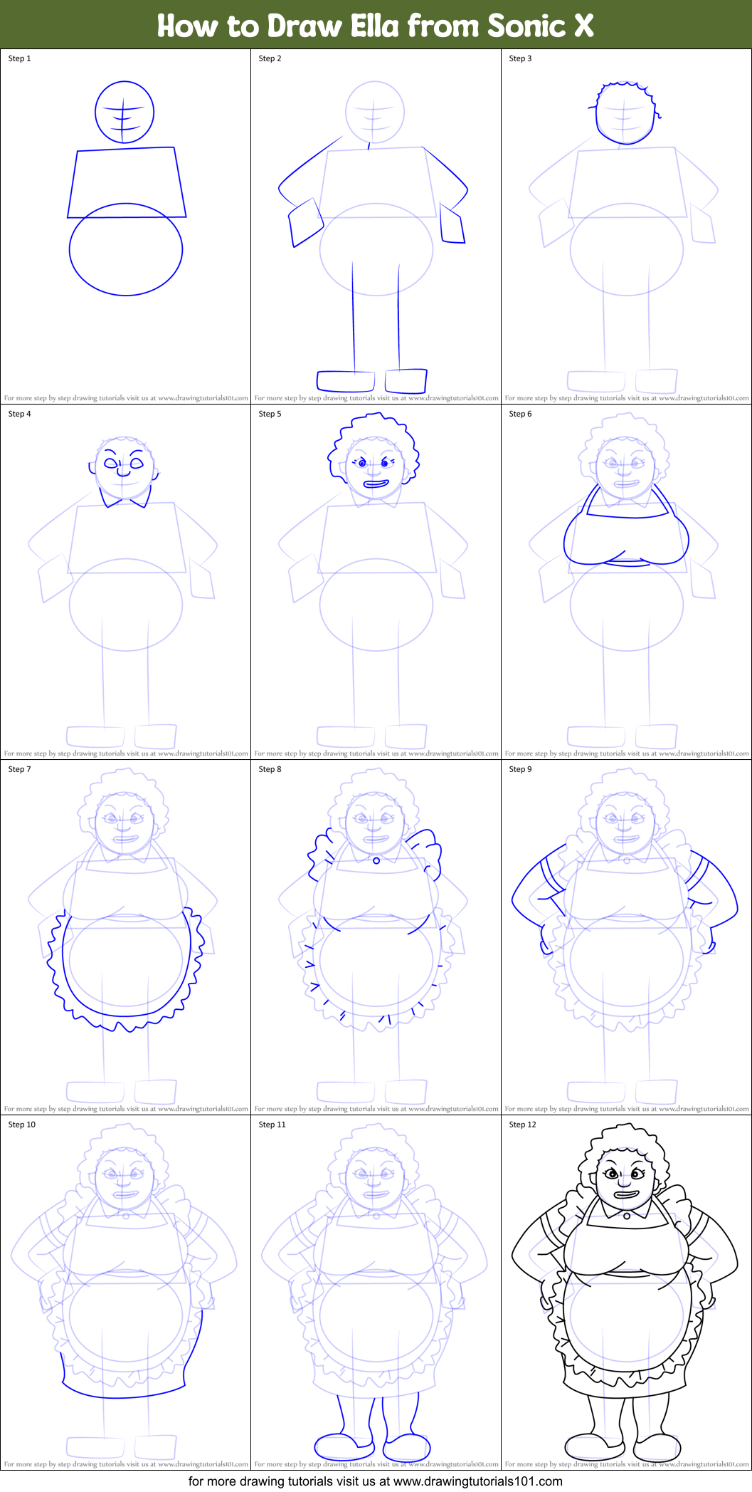 How to Draw Ella from Sonic X Printable Step by Step