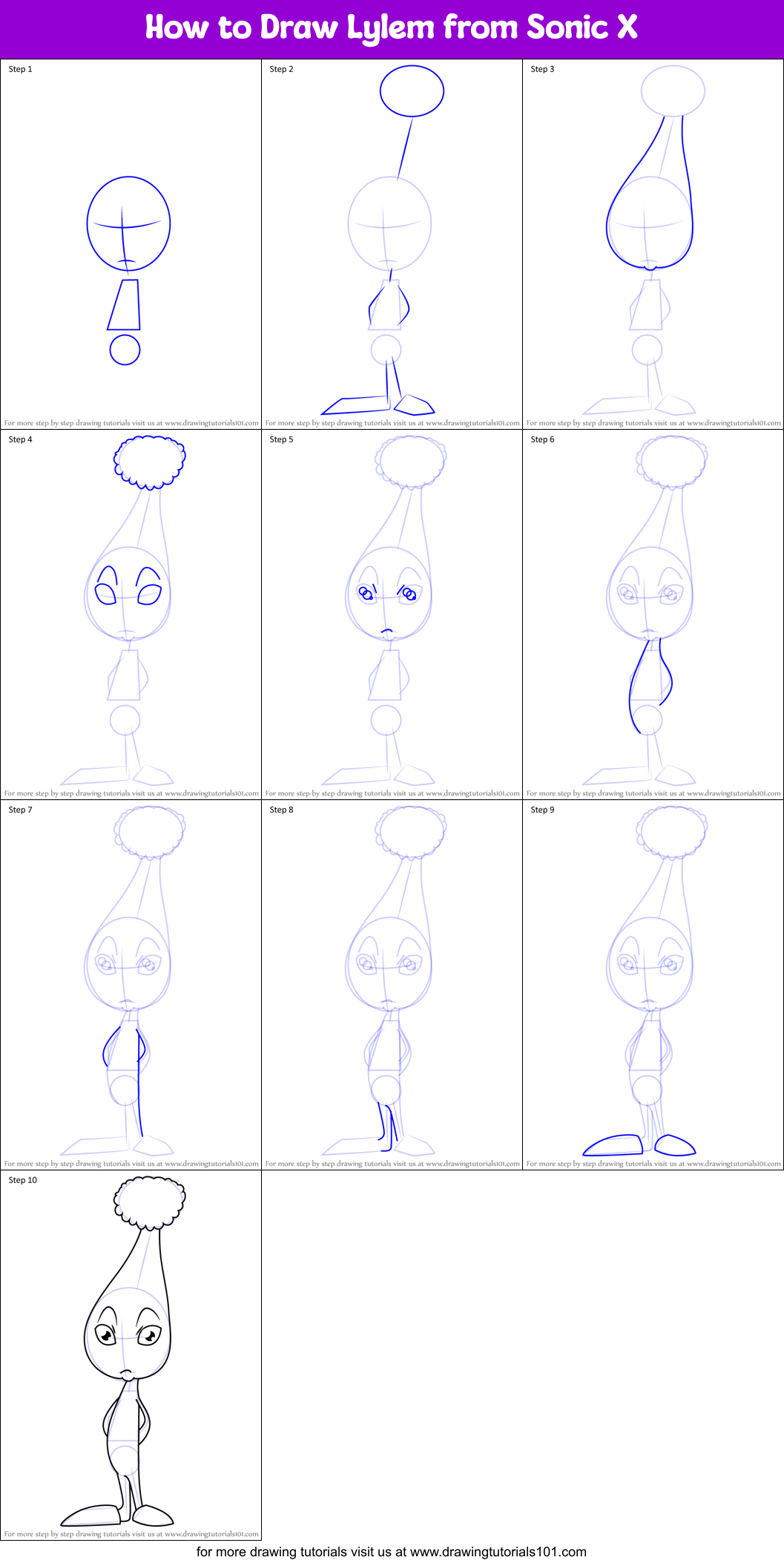 How to Draw Lylem from Sonic X Printable Step by Step