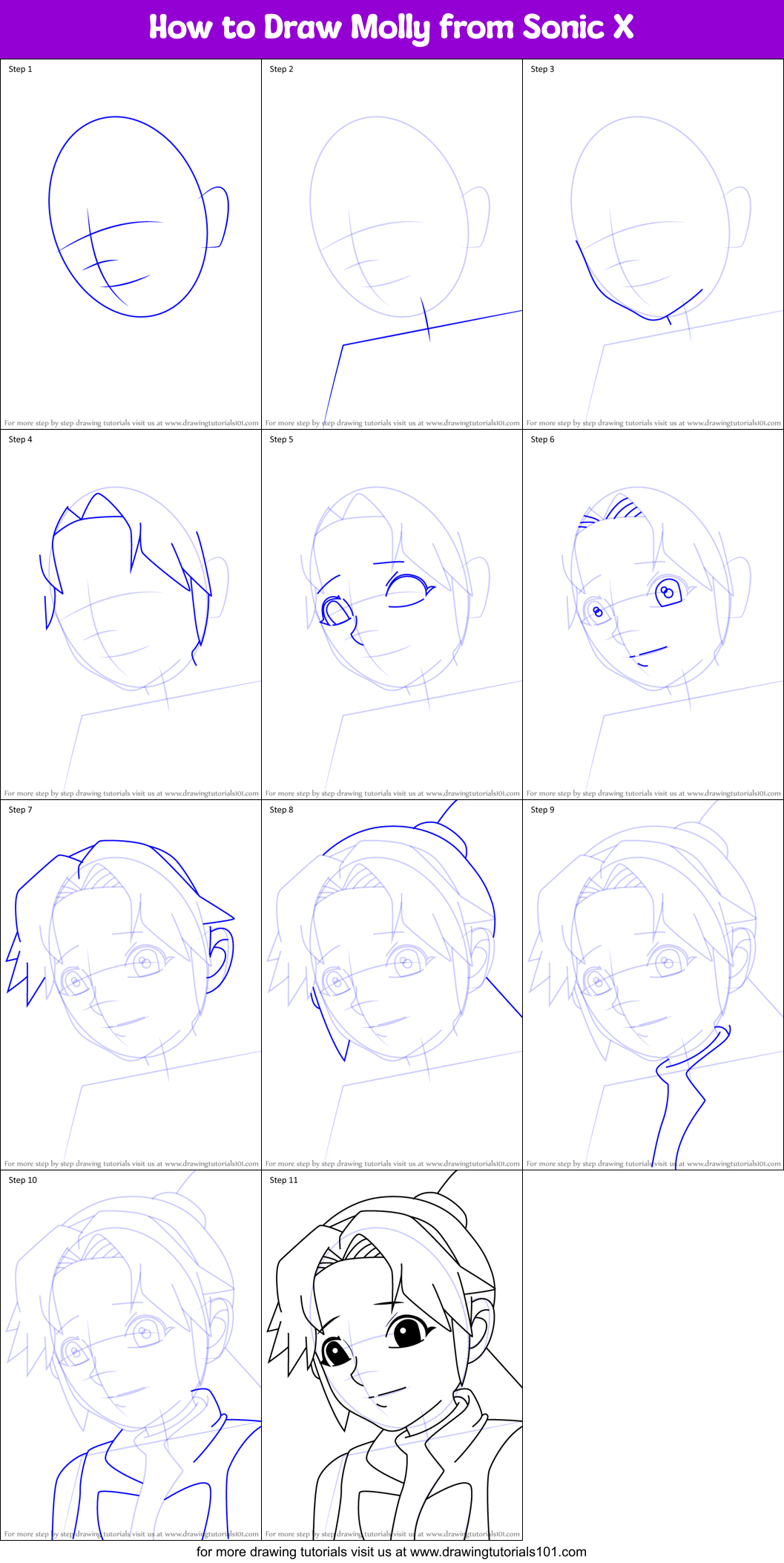 How to Draw Molly from Sonic X Printable Step by Step