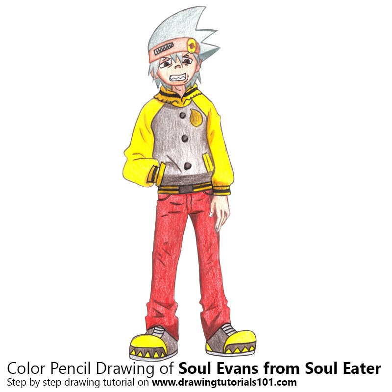 How to Draw Soul Evans from Soul Eater by Color Pencils