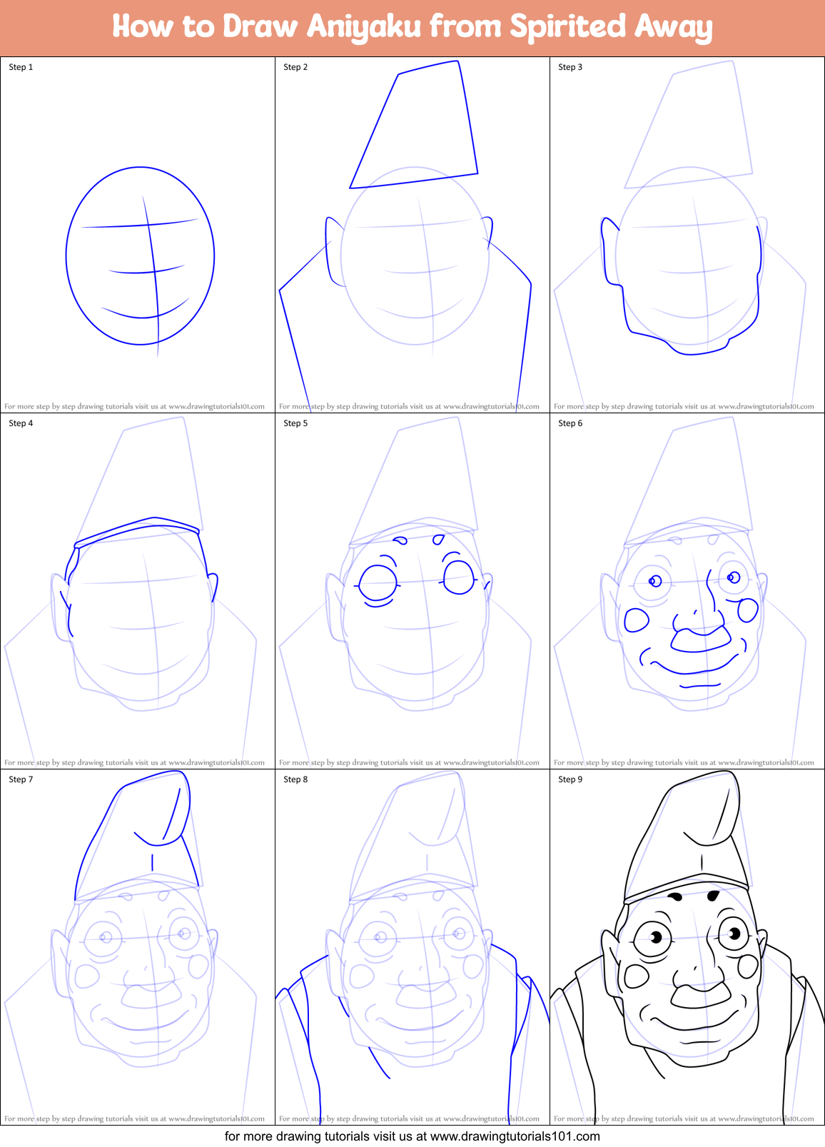 How to Draw Aniyaku from Spirited Away Printable Step by Step