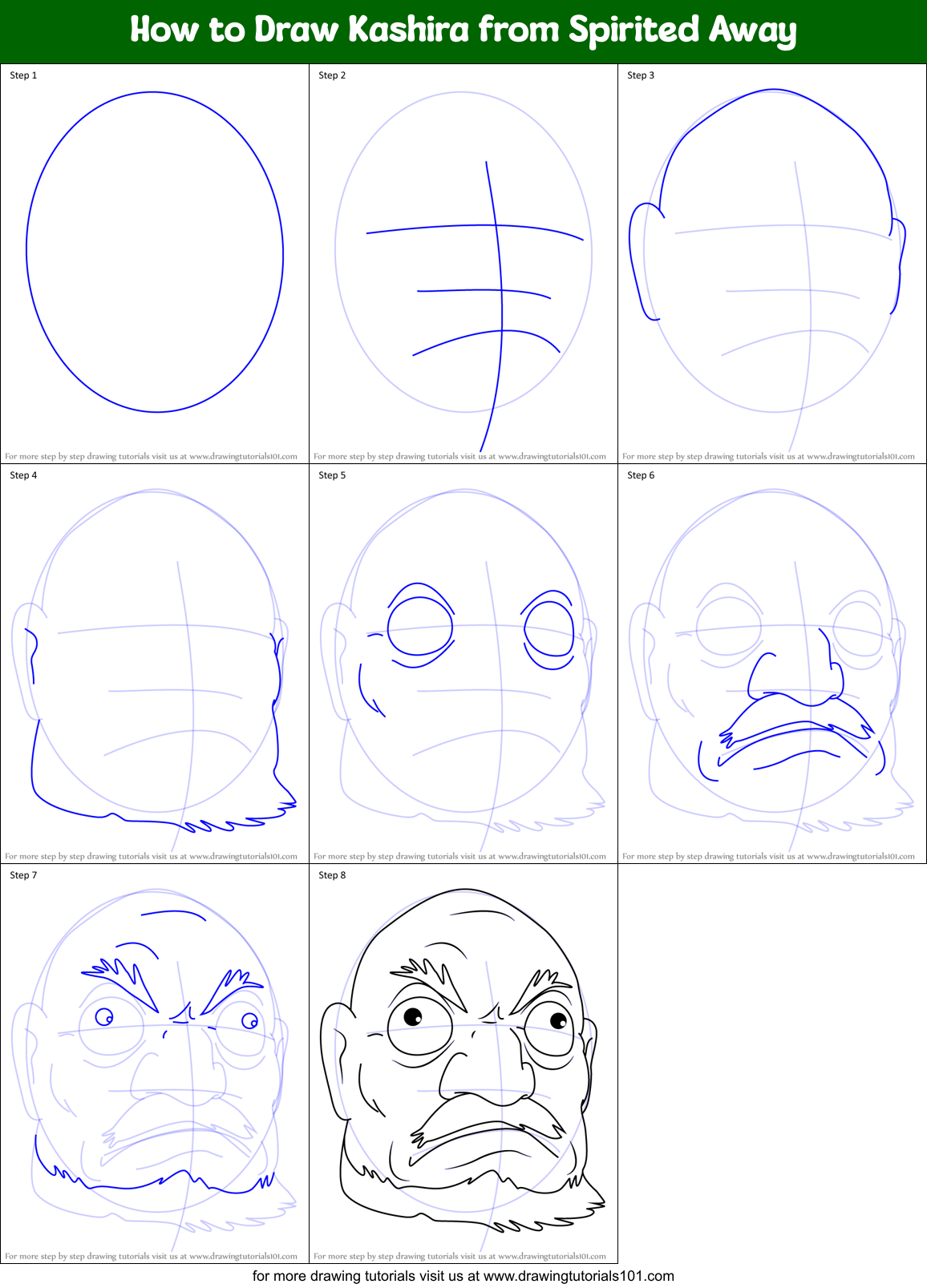 How to Draw Kashira from Spirited Away Printable Step by Step