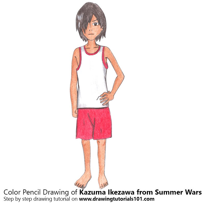 How to Draw Kazuma Ikezawa from Summer Wars by Color Pencils