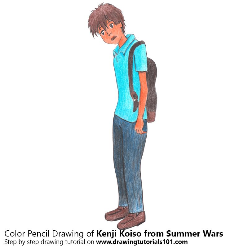 How to Draw Kenji Koiso from Summer Wars by Color Pencils