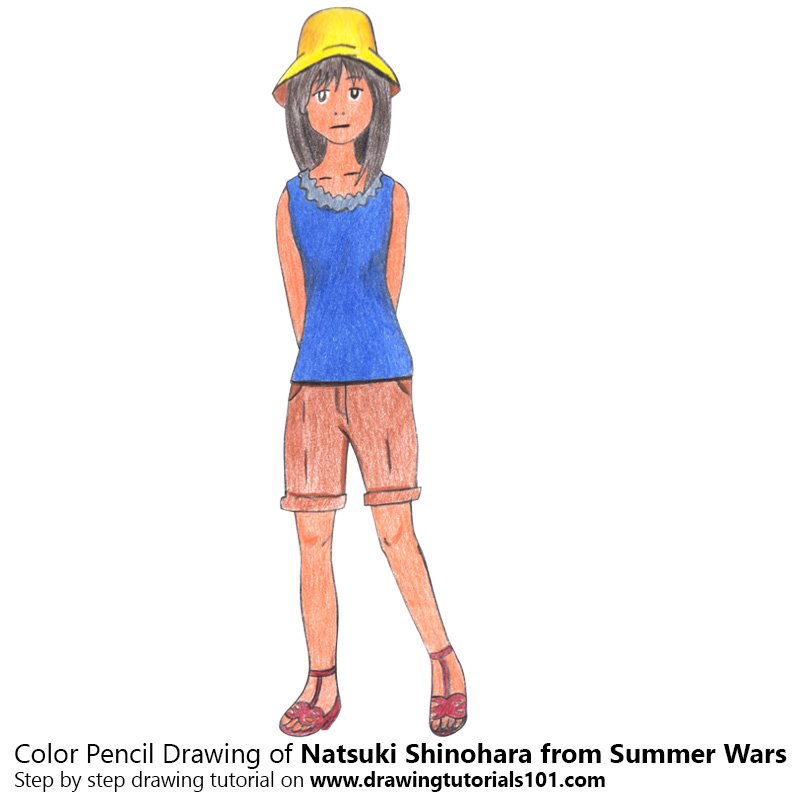 How to Draw Natsuki Shinohara from Summer Wars by Color Pencils