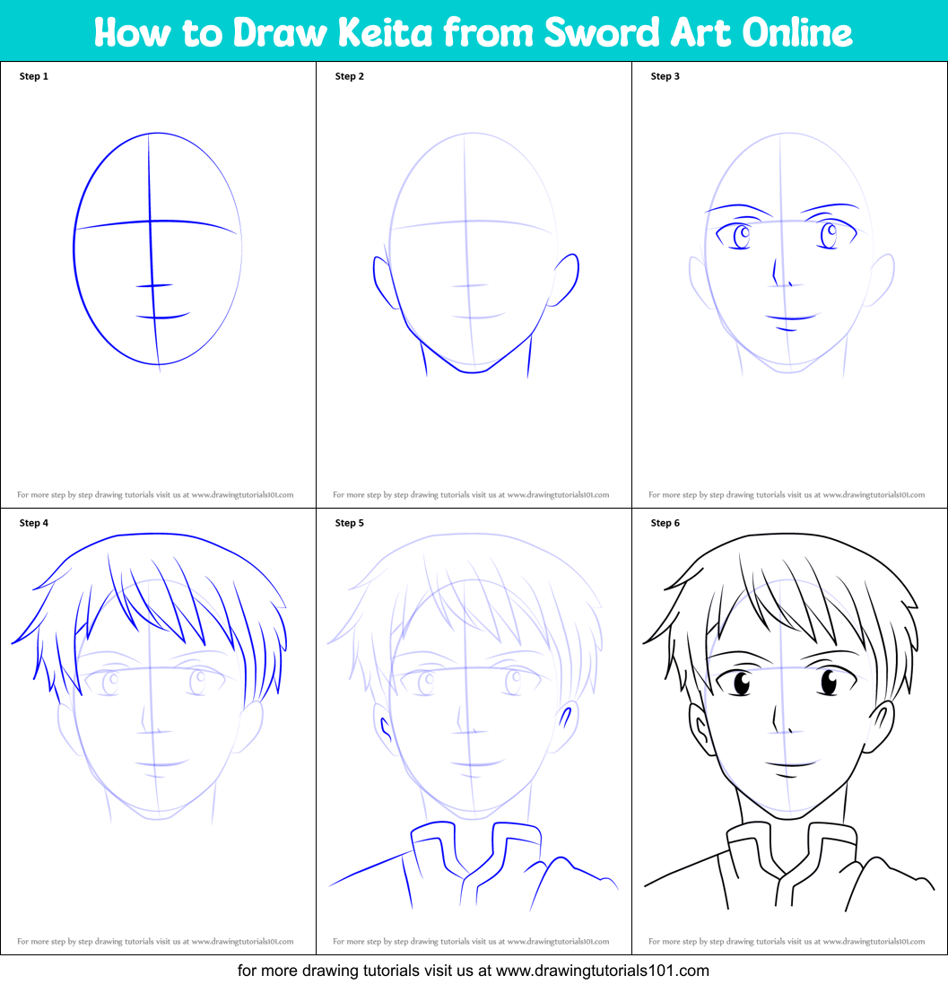 How to Draw Keita from Sword Art Online Printable Step by Step