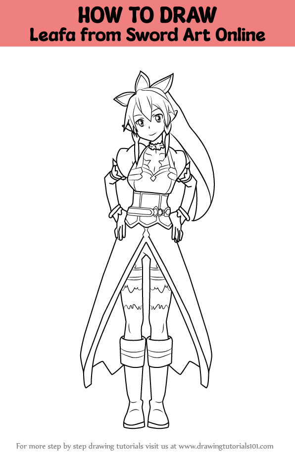 How to Draw Leafa from Sword Art Online (Sword Art Online) Step by Step ...