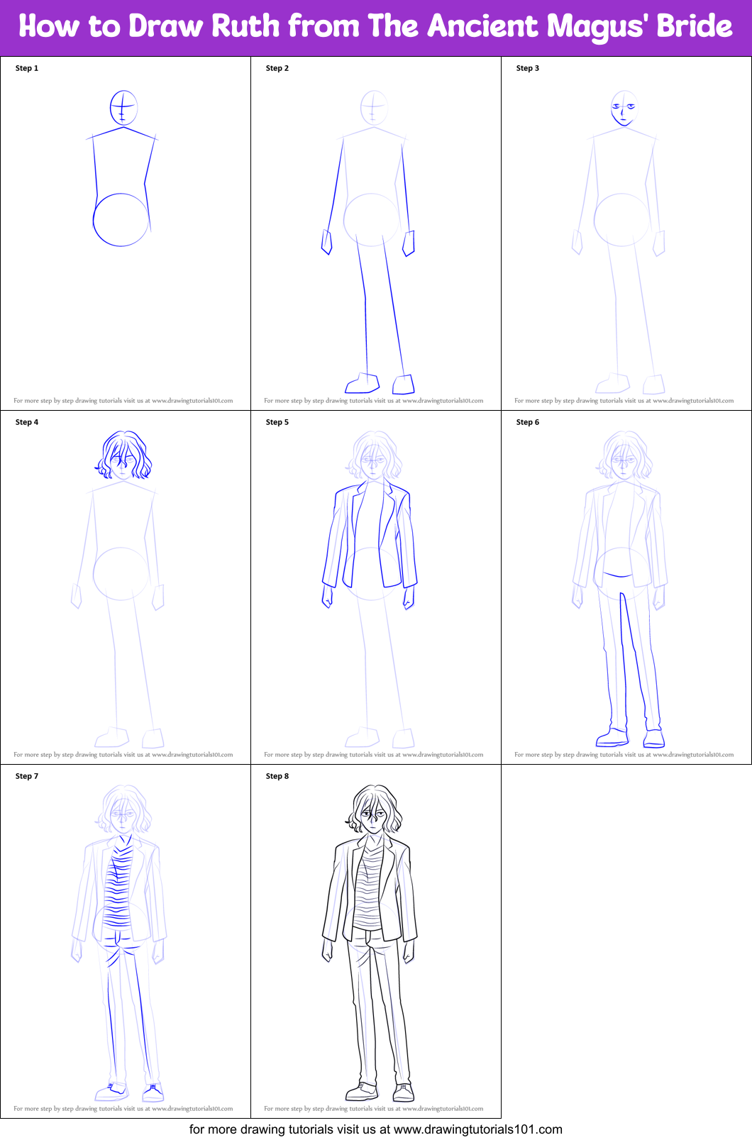 How to Draw Ruth from The Ancient Magus' Bride Printable Step by Step