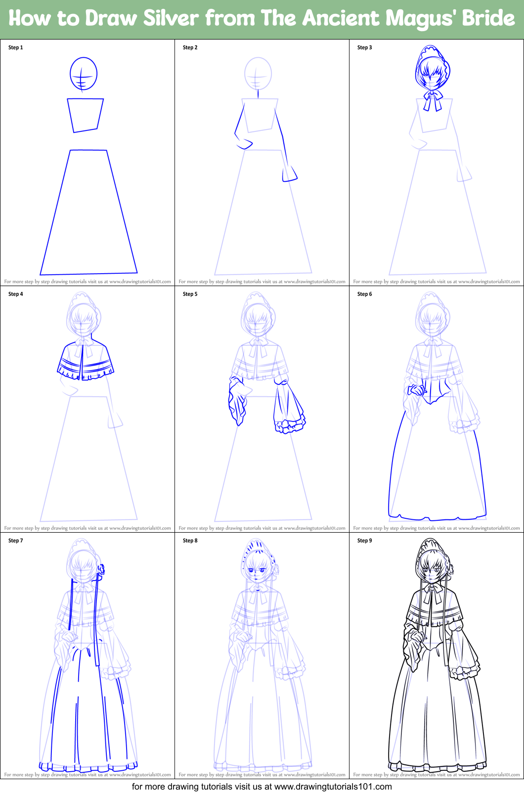 How to Draw Silver from The Ancient Magus' Bride Printable Step by Step