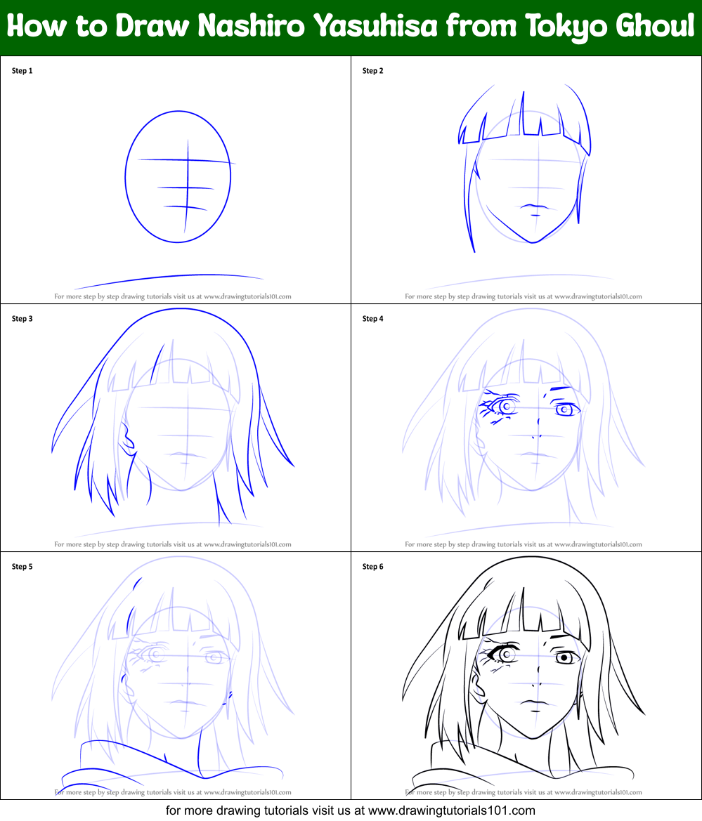 How to Draw Nashiro Yasuhisa from Tokyo Ghoul Printable Step by Step