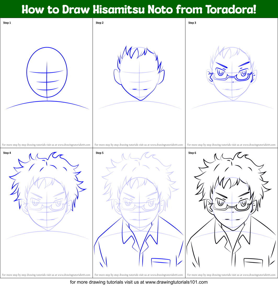 How to Draw Hisamitsu Noto from Toradora! Printable Step by Step