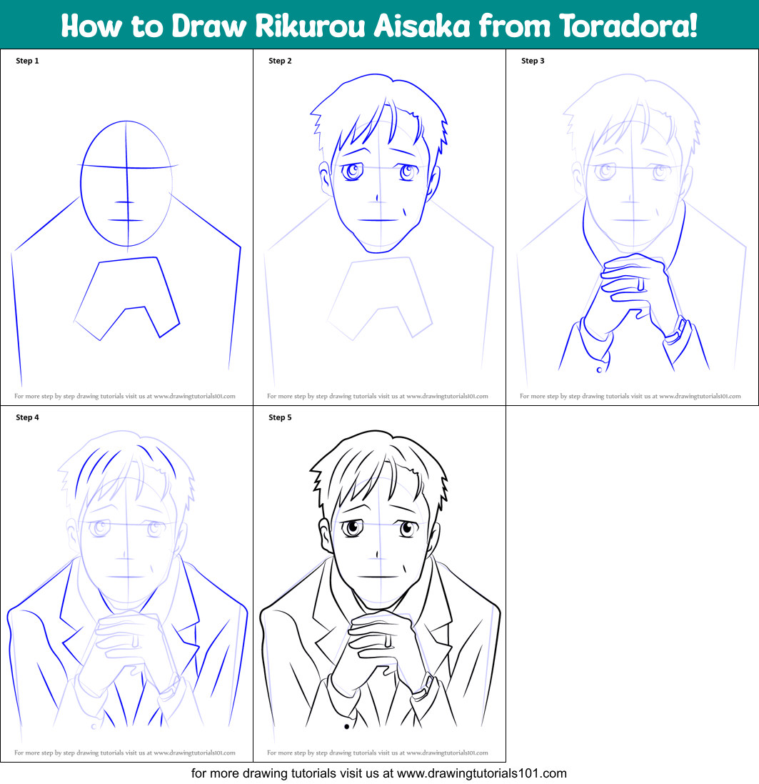 How to Draw Rikurou Aisaka from Toradora! Printable Step by Step