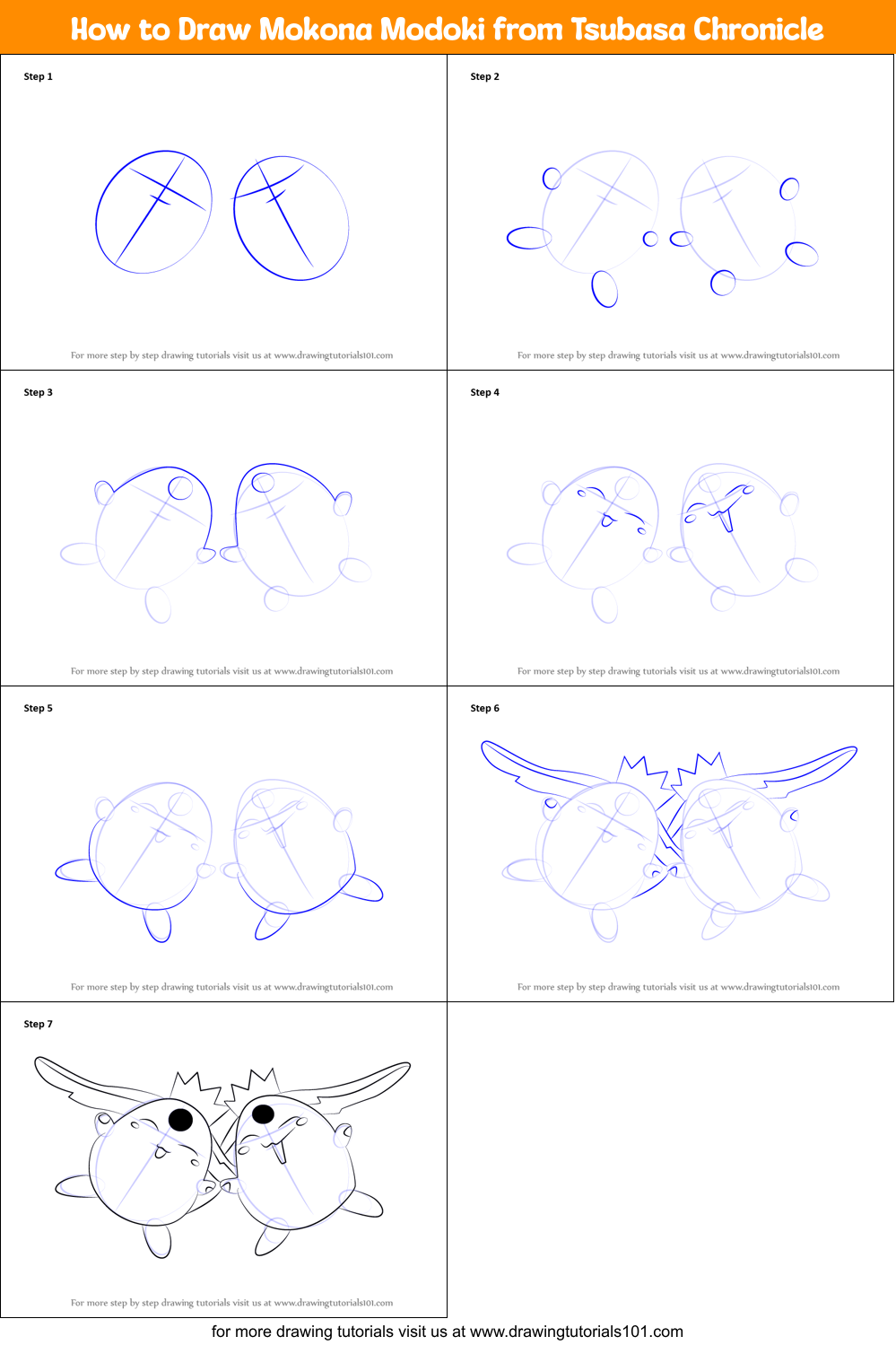 How to Draw Mokona Modoki from Tsubasa Chronicle Printable Step by Step