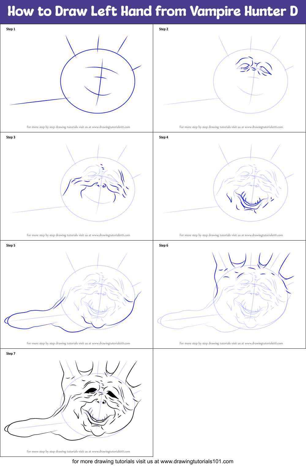 How to Draw Left Hand from Vampire Hunter D Printable Step by Step