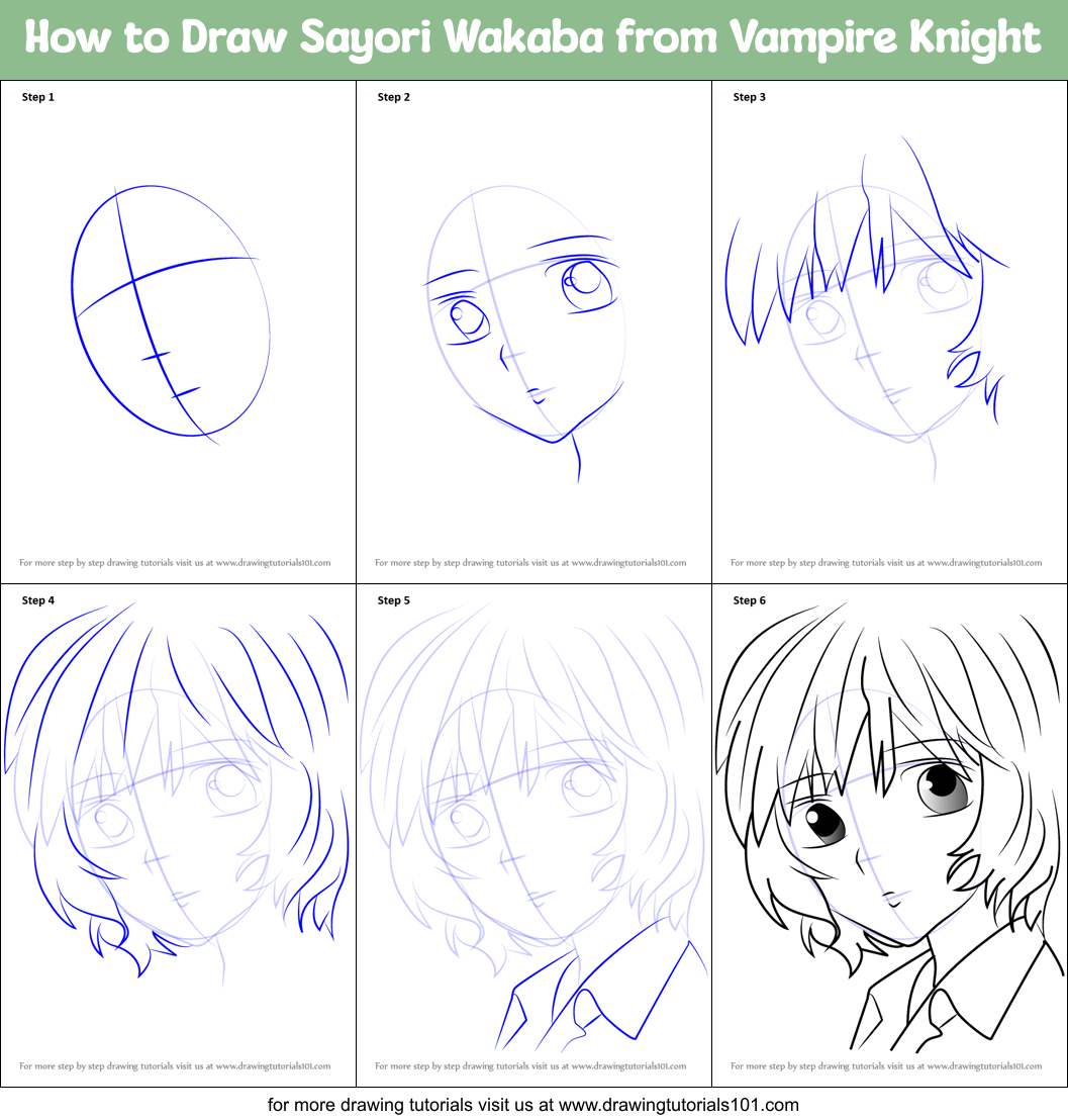 How to Draw Sayori Wakaba from Vampire Knight Printable Step by Step