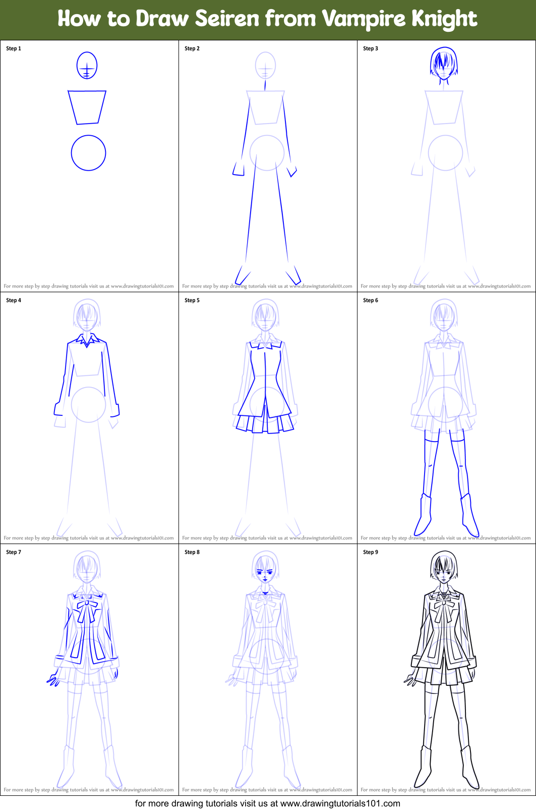 How to Draw Seiren from Vampire Knight (Vampire Knight) Step