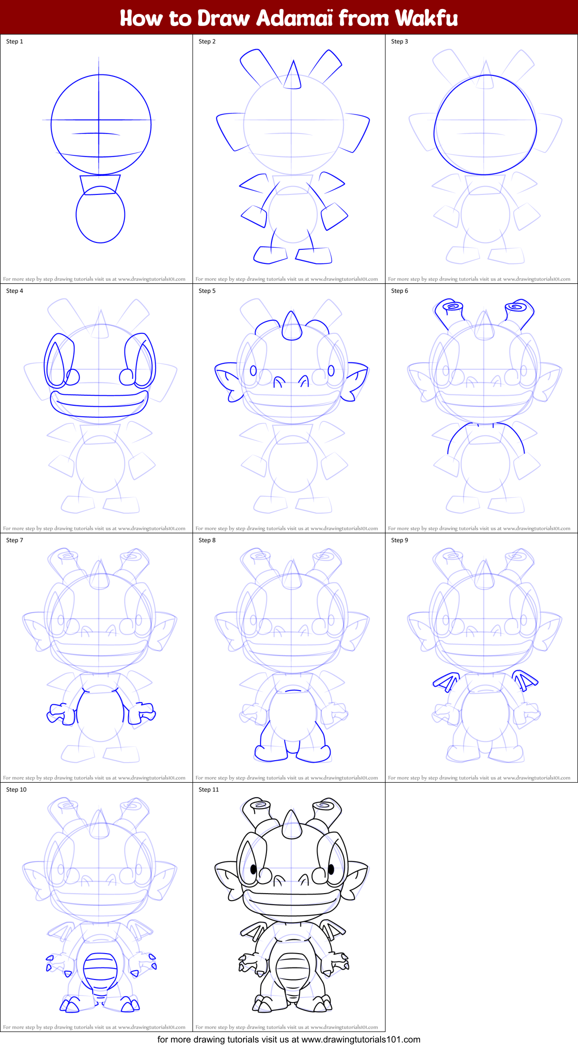 How to Draw Adamaï from Wakfu Printable Step by Step