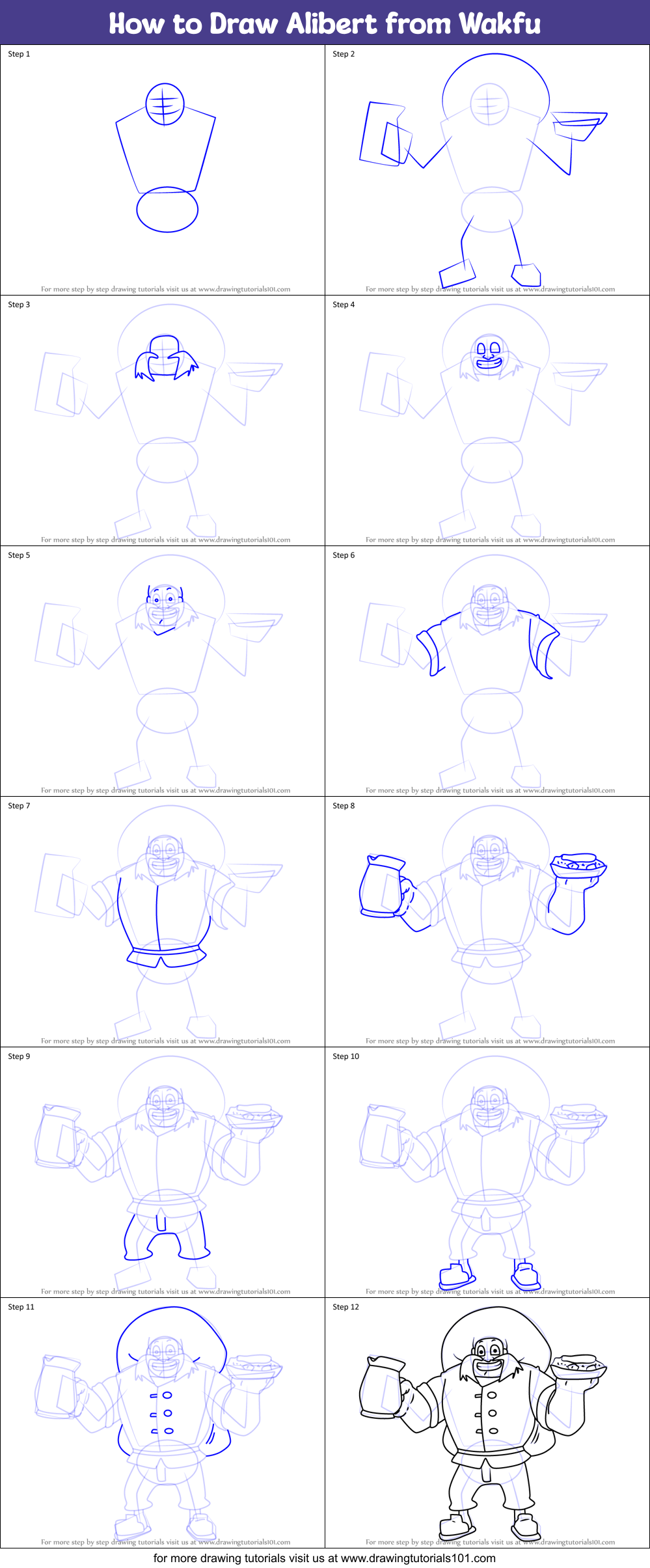 How to Draw Alibert from Wakfu Printable Step by Step