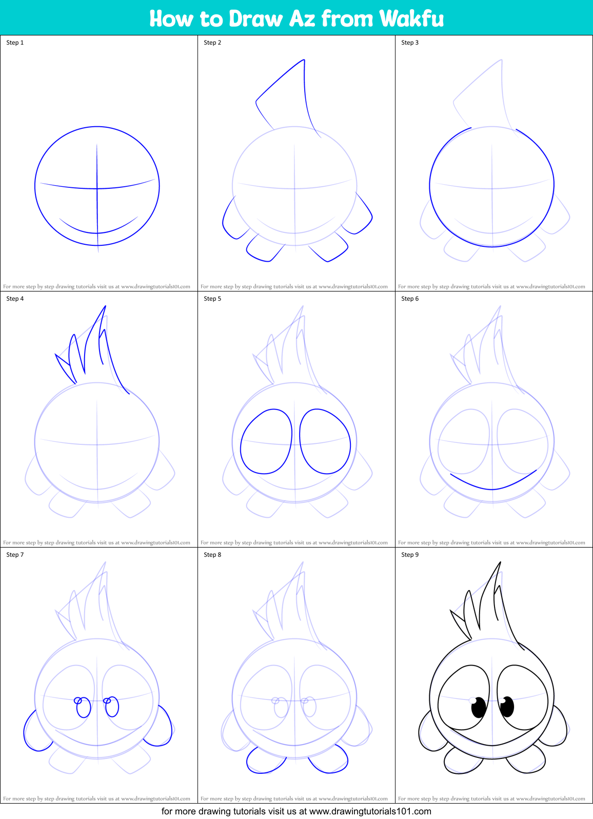 How to Draw Az from Wakfu Printable Step by Step