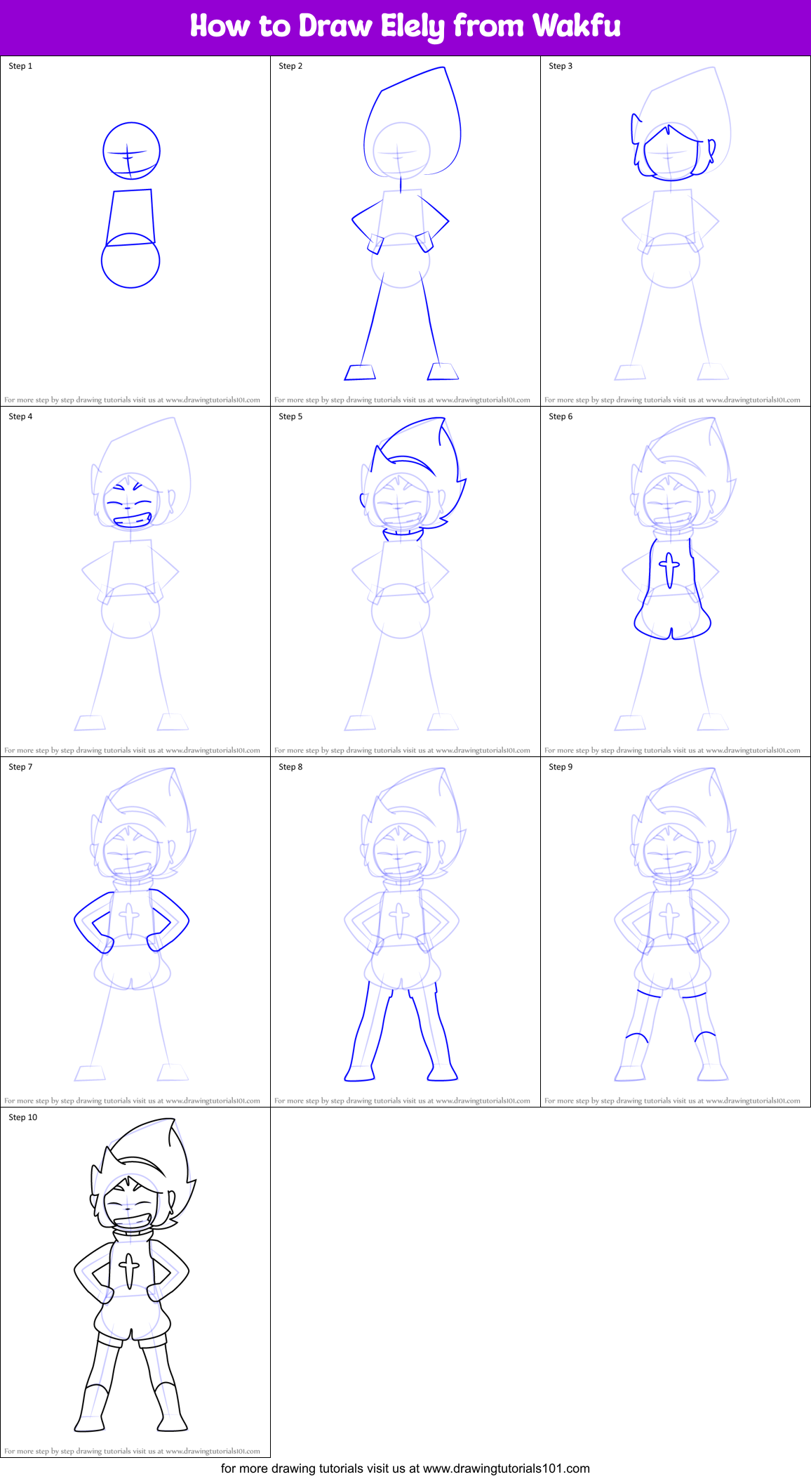 How to Draw Elely from Wakfu Printable Step by Step