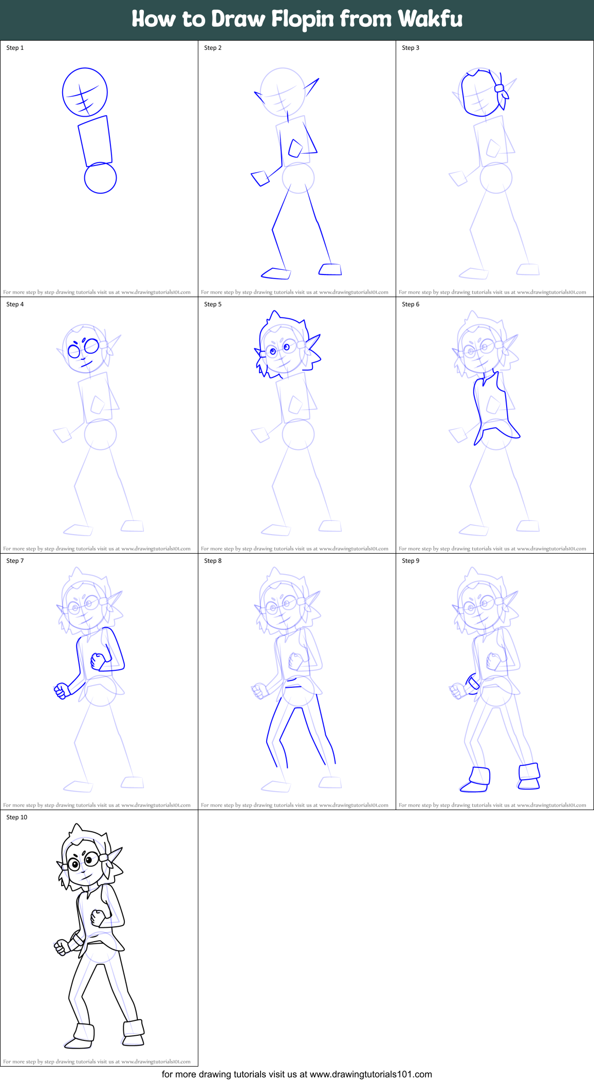 How to Draw Flopin from Wakfu Printable Step by Step