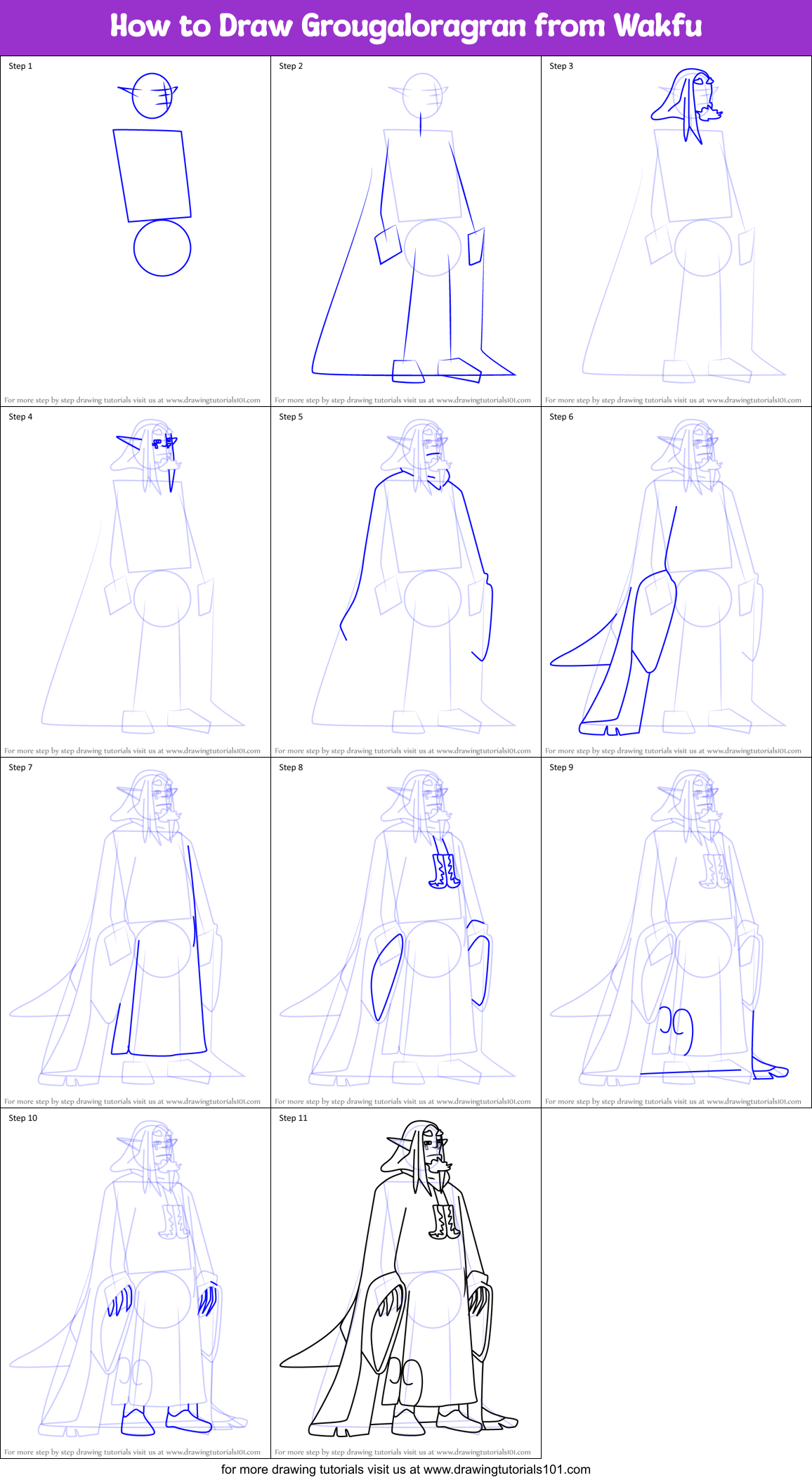 How to Draw Grougaloragran from Wakfu Printable Step by Step