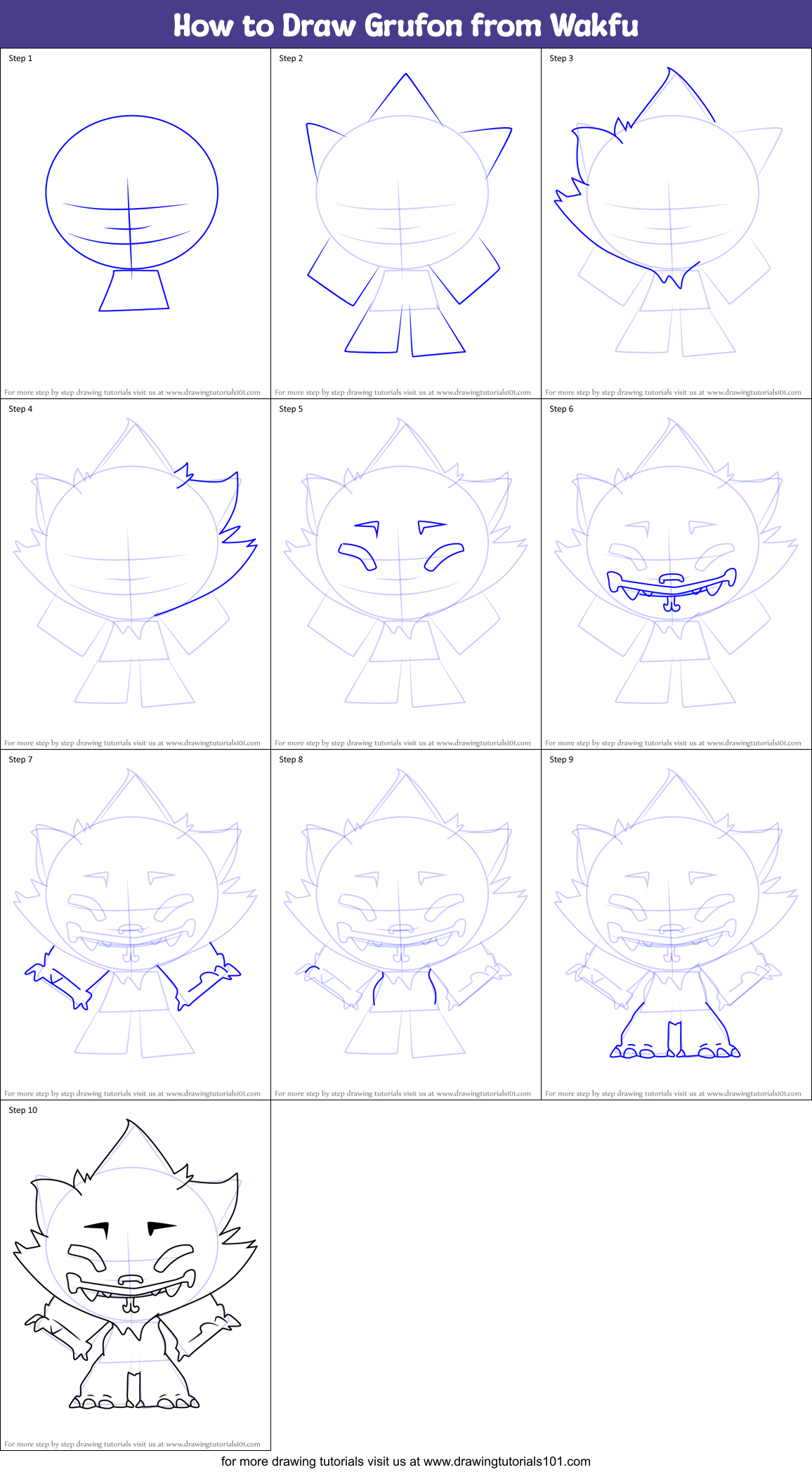How to Draw Grufon from Wakfu Printable Step by Step
