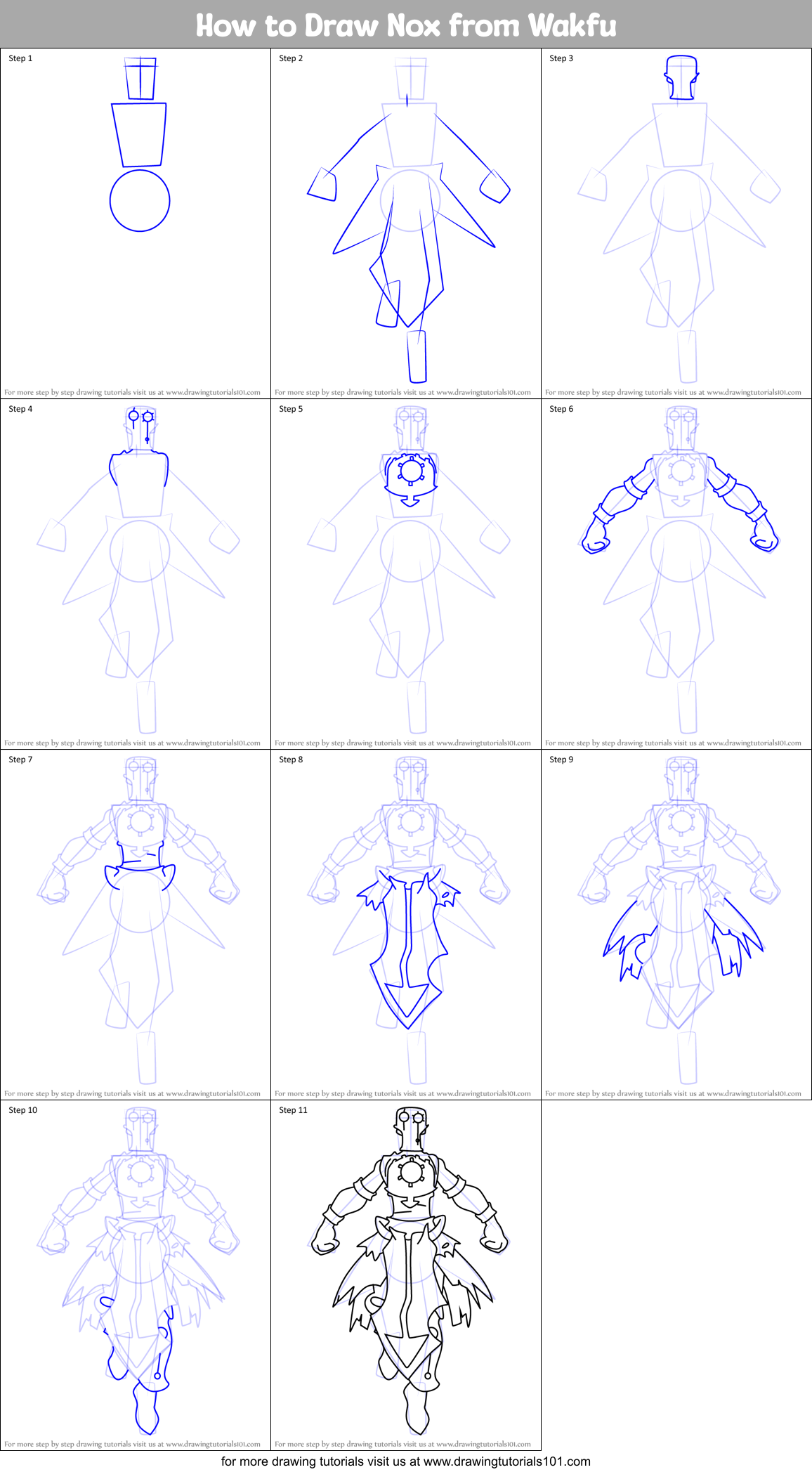 How to Draw Nox from Wakfu Printable Step by Step