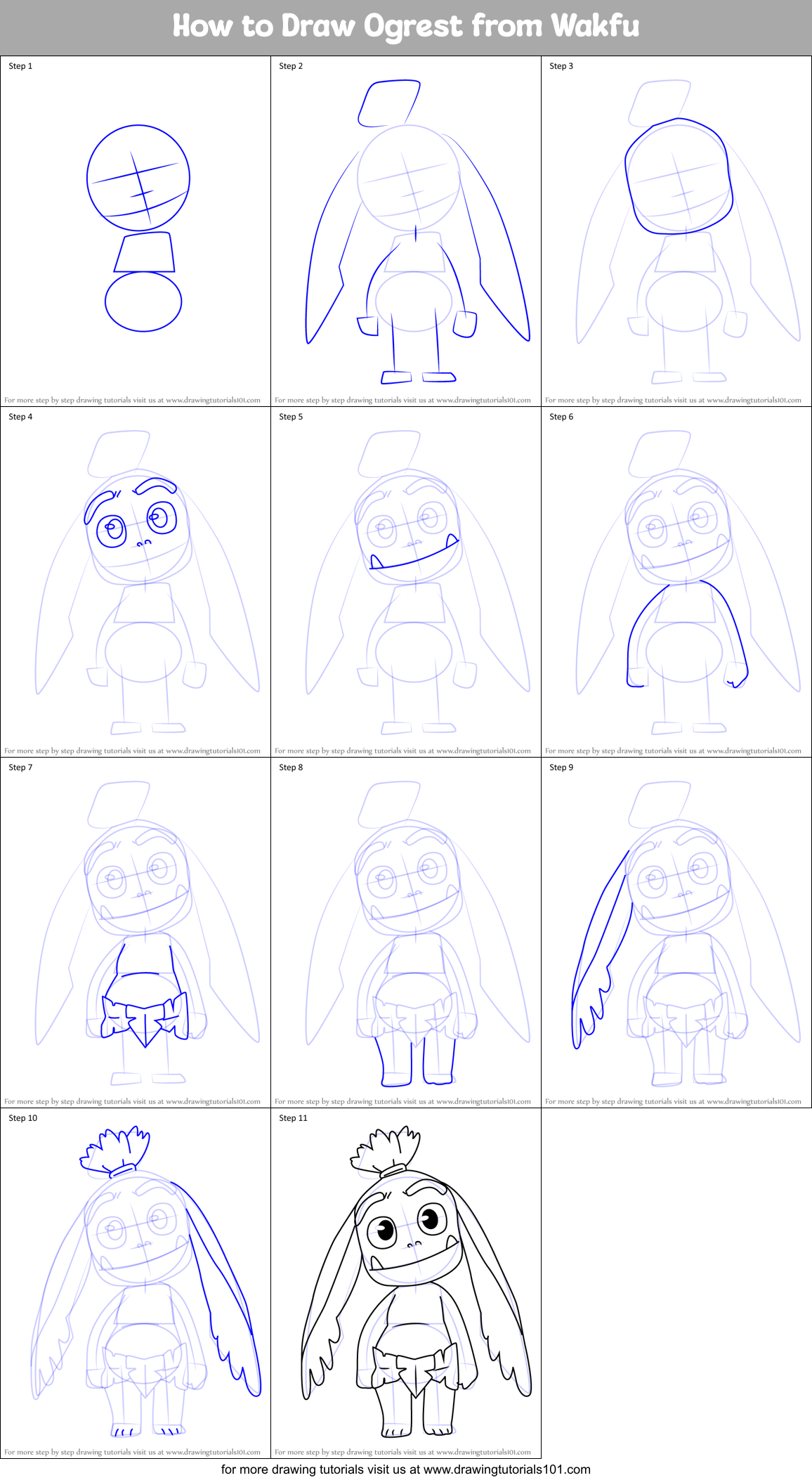 How to Draw Ogrest from Wakfu Printable Step by Step