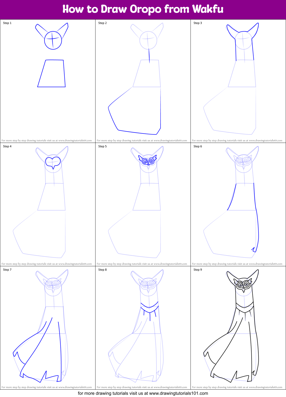 How to Draw Oropo from Wakfu Printable Step by Step