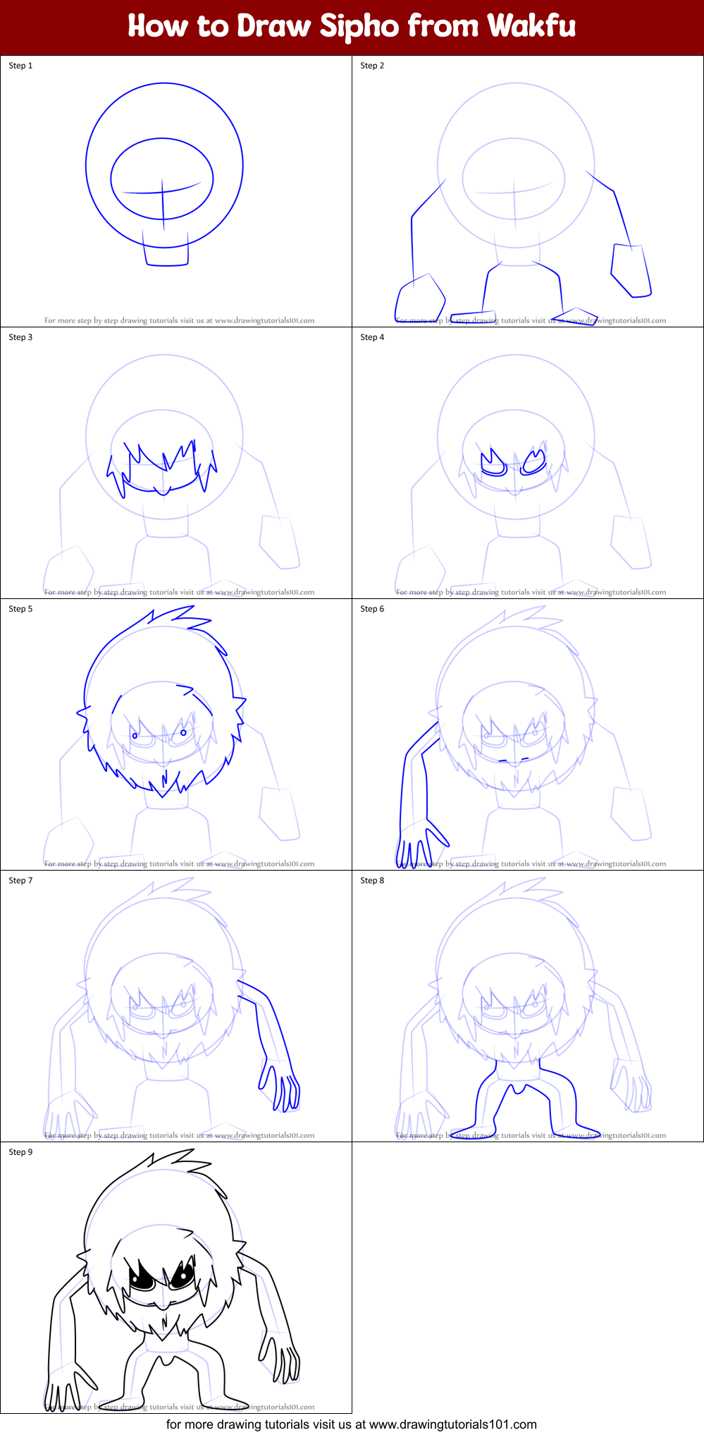 How to Draw Sipho from Wakfu Printable Step by Step