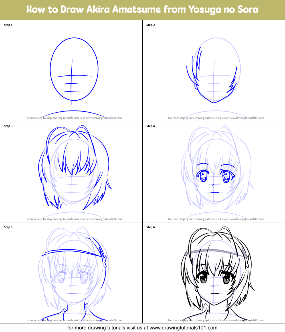 How to Draw Akira Amatsume from Yosuga no Sora Printable Step by Step