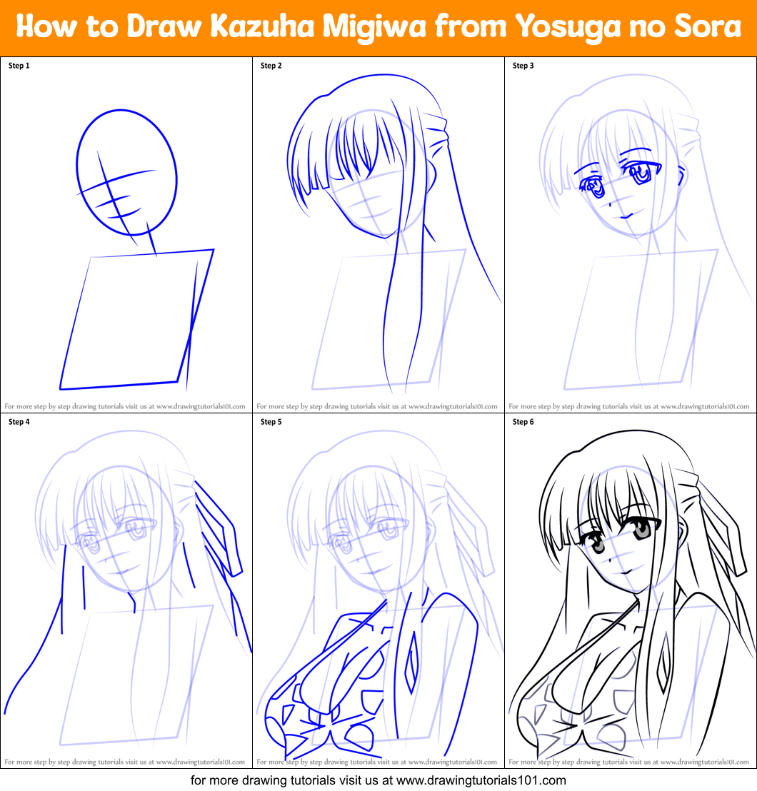 How to Draw Kazuha Migiwa from Yosuga no Sora Printable Step by Step