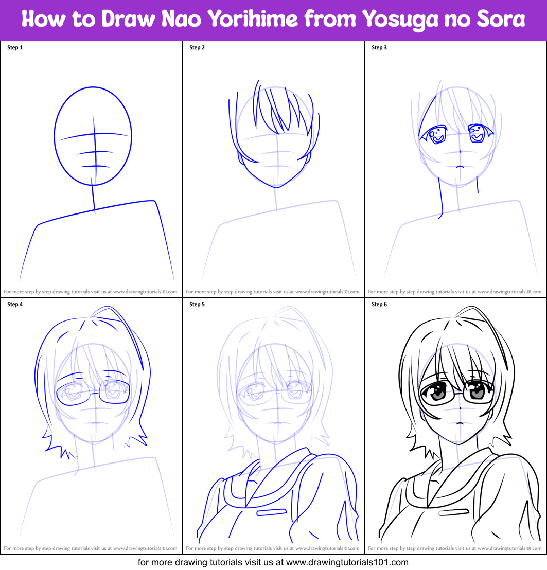 How to Draw Nao Yorihime from Yosuga no Sora Printable Step by Step