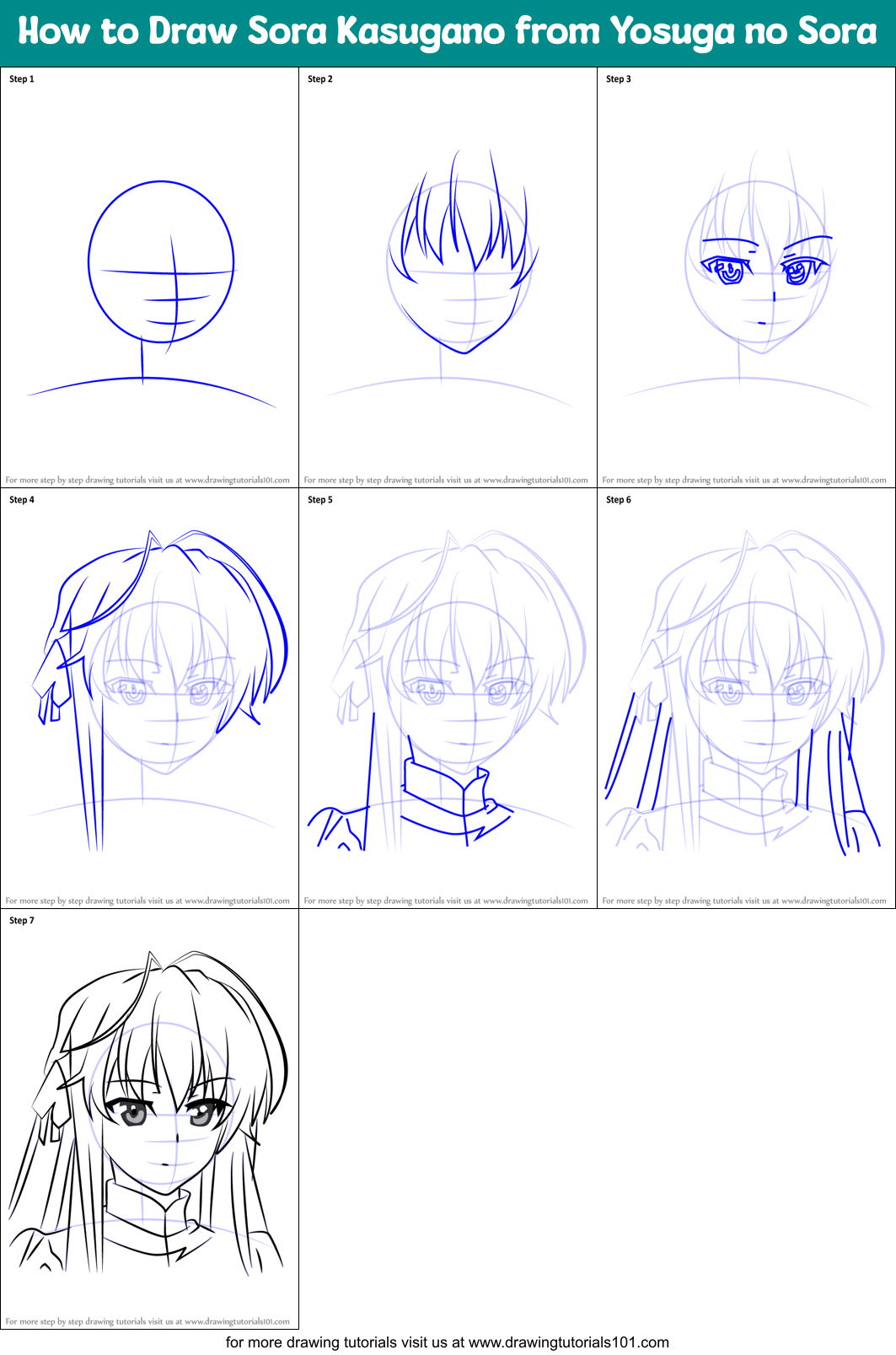How to Draw Sora Kasugano from Yosuga no Sora Printable Step by Step