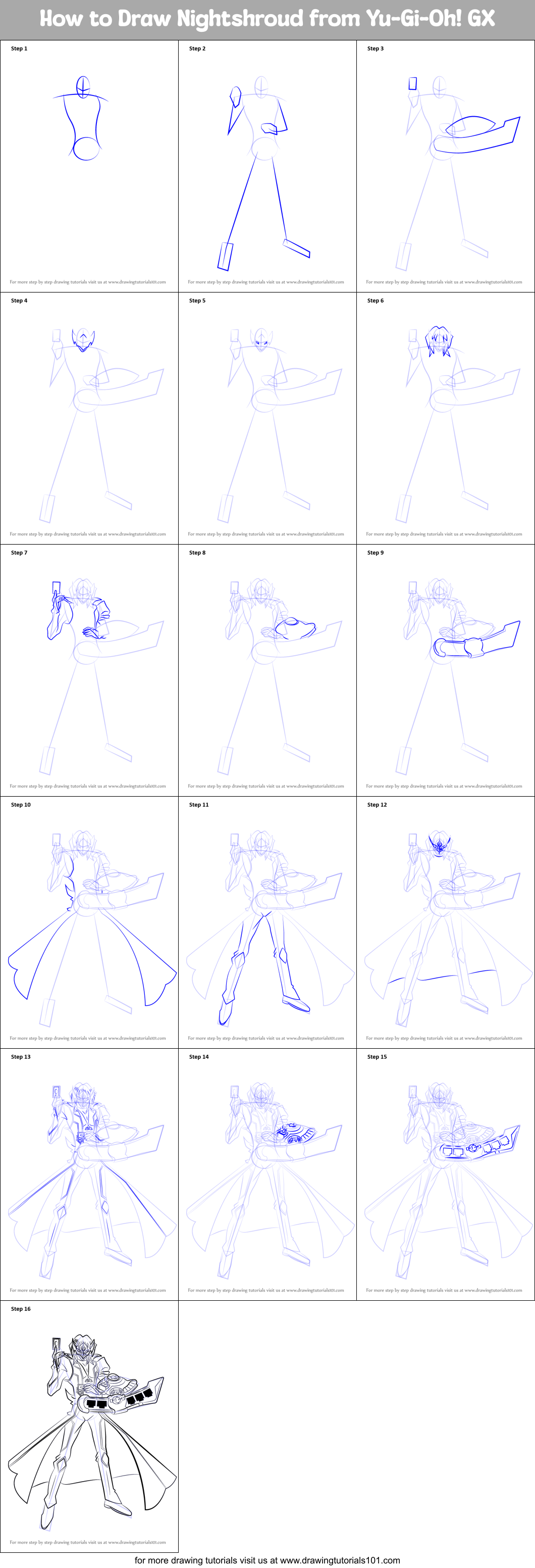How to Draw Nightshroud from Yu-Gi-Oh! GX Printable Step by Step