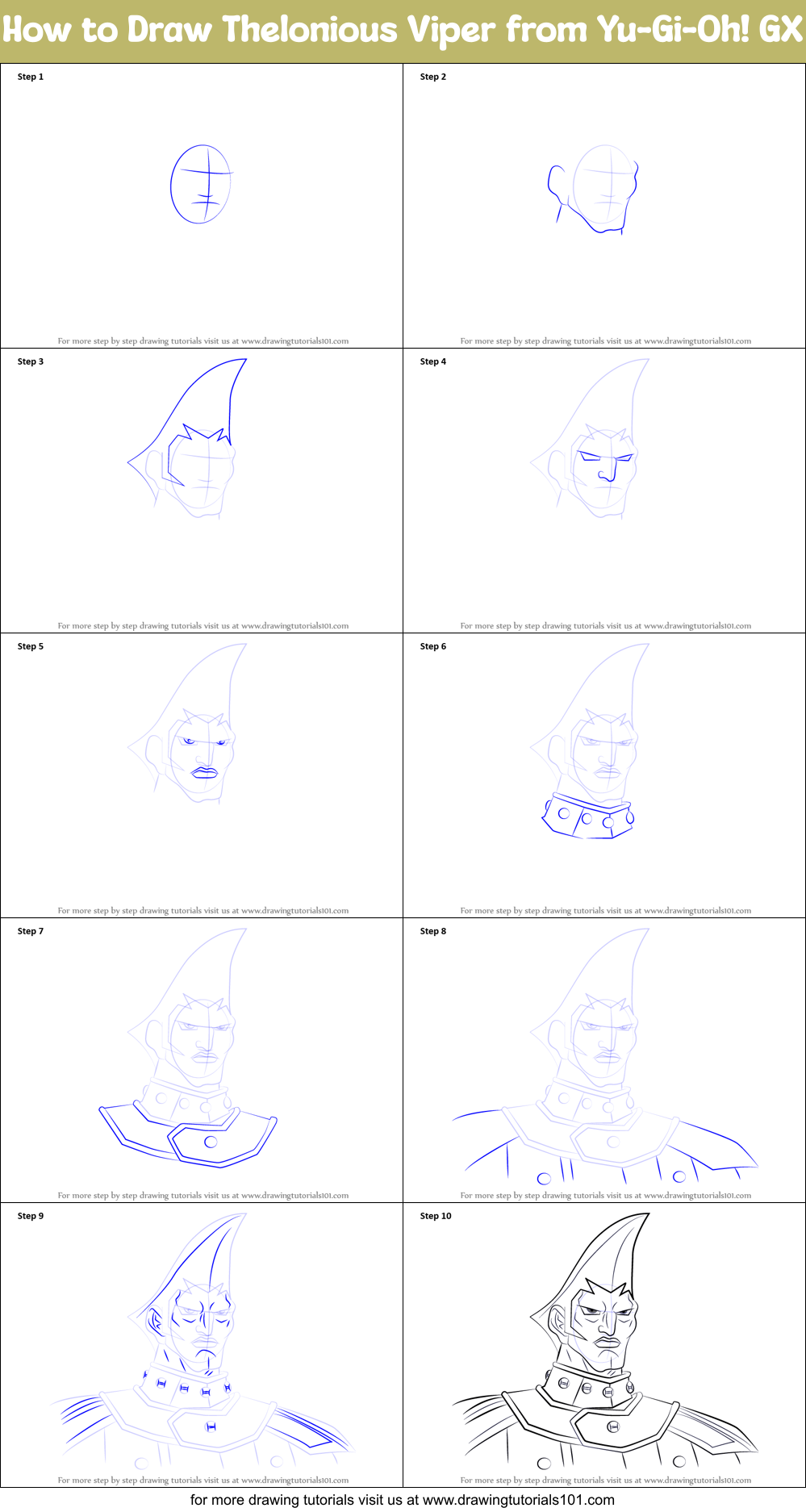 How to Draw Thelonious Viper from Yu-Gi-Oh! GX Printable Step by Step
