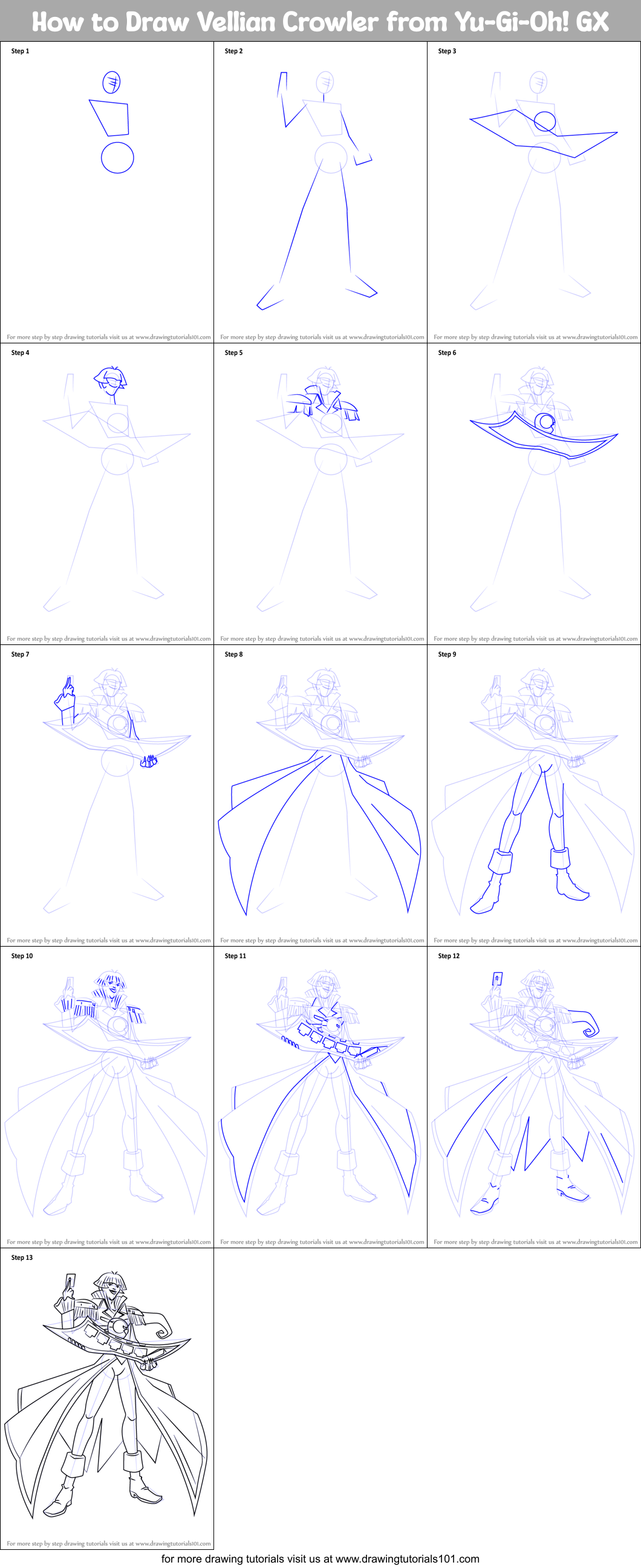 How to Draw Vellian Crowler from Yu-Gi-Oh! GX Printable Step by Step