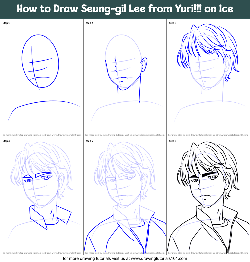 How to Draw Seung-gil Lee from Yuri!!! on Ice Printable Step by Step