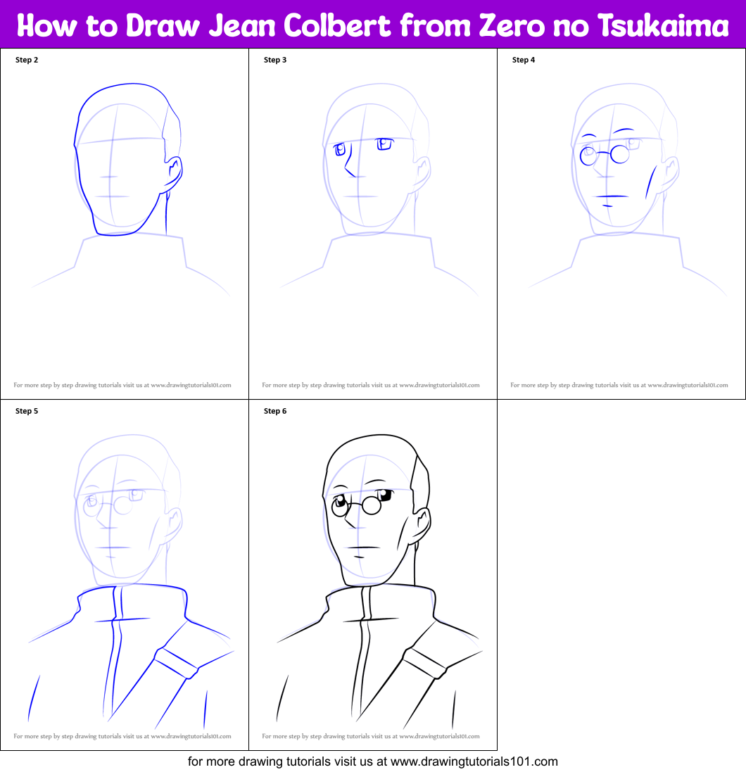 How to Draw Jean Colbert from Zero no Tsukaima Printable Step by Step
