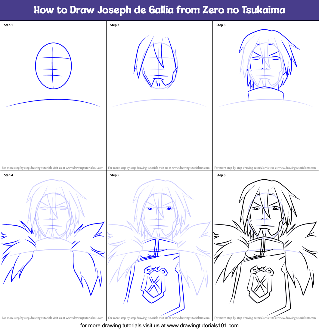 How to Draw Joseph de Gallia from Zero no Tsukaima Printable Step by Step