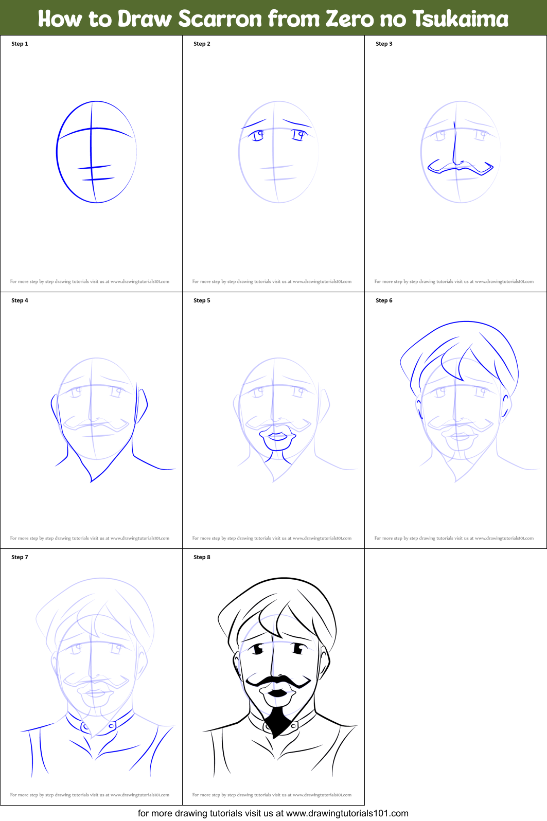 How to Draw Scarron from Zero no Tsukaima Printable Step by Step