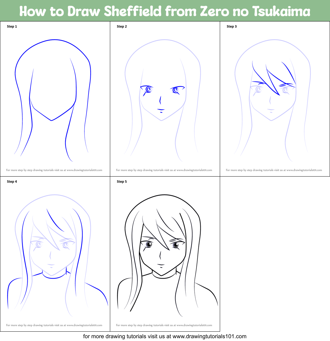 How to Draw Sheffield from Zero no Tsukaima Printable Step by Step
