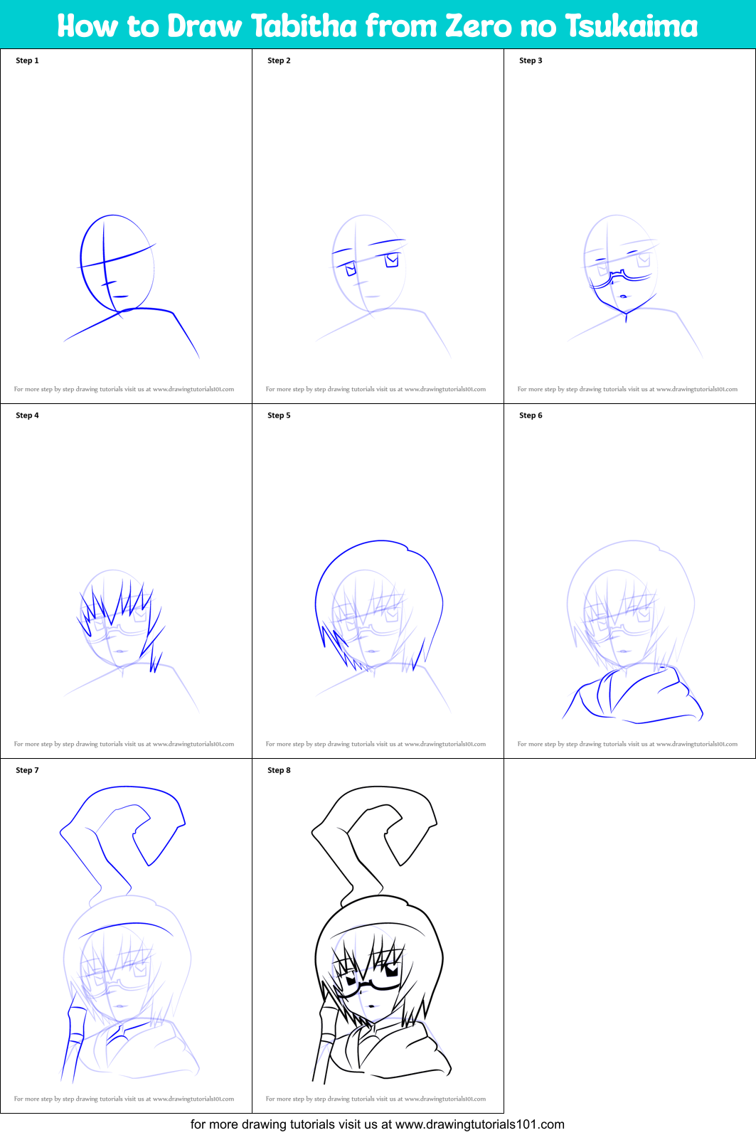 How to Draw Tabitha from Zero no Tsukaima Printable Step by Step