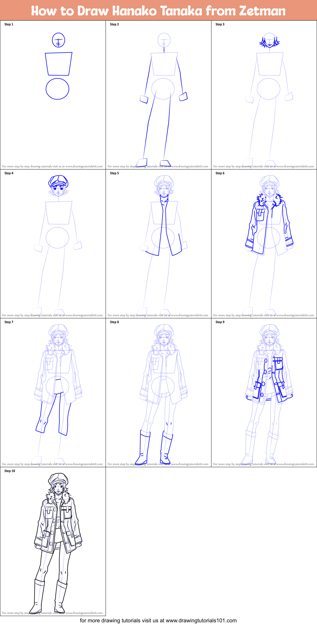 How to Draw Hanako Tanaka from Zetman Printable Step by Step