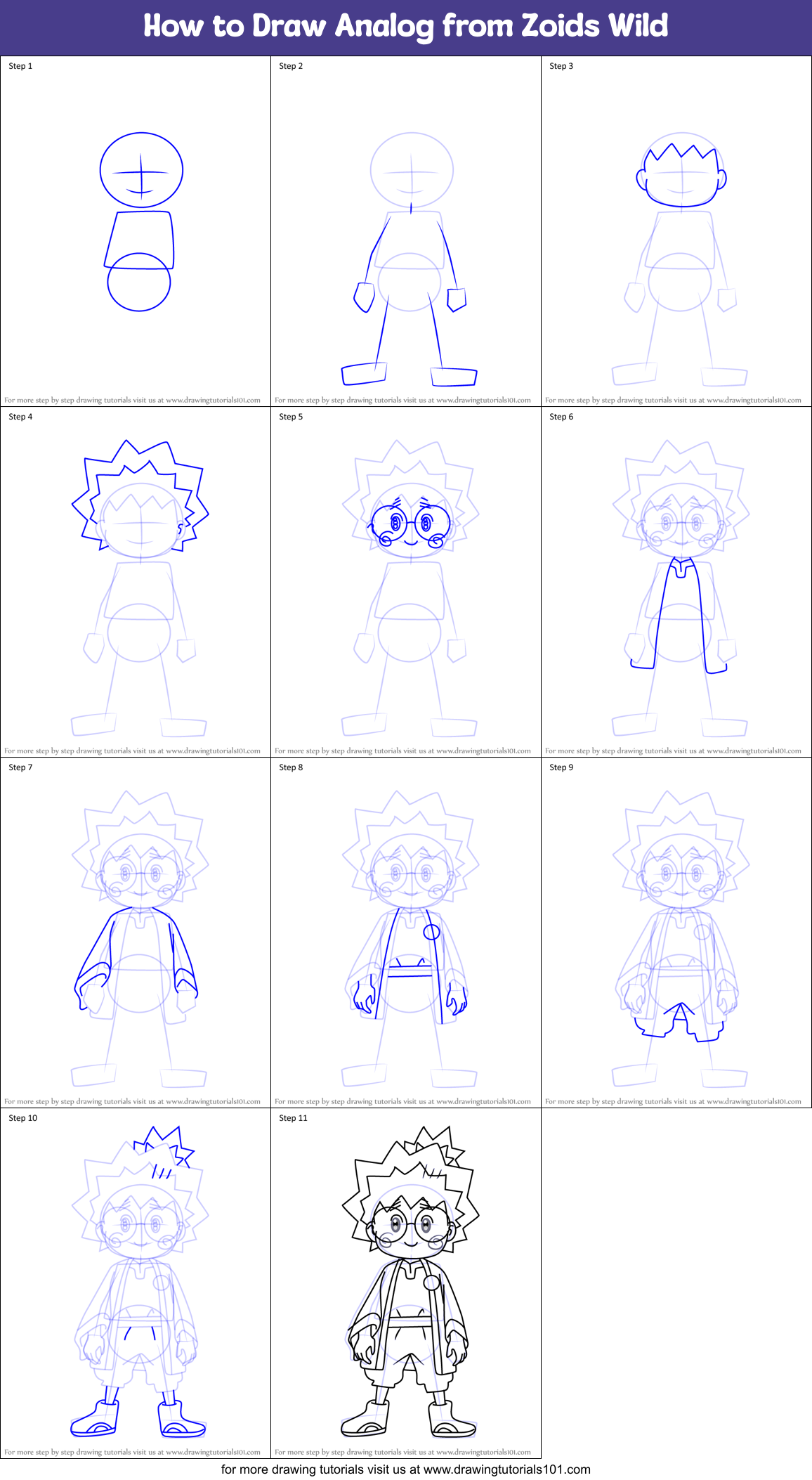 How to Draw Analog from Zoids Wild Printable Step by Step