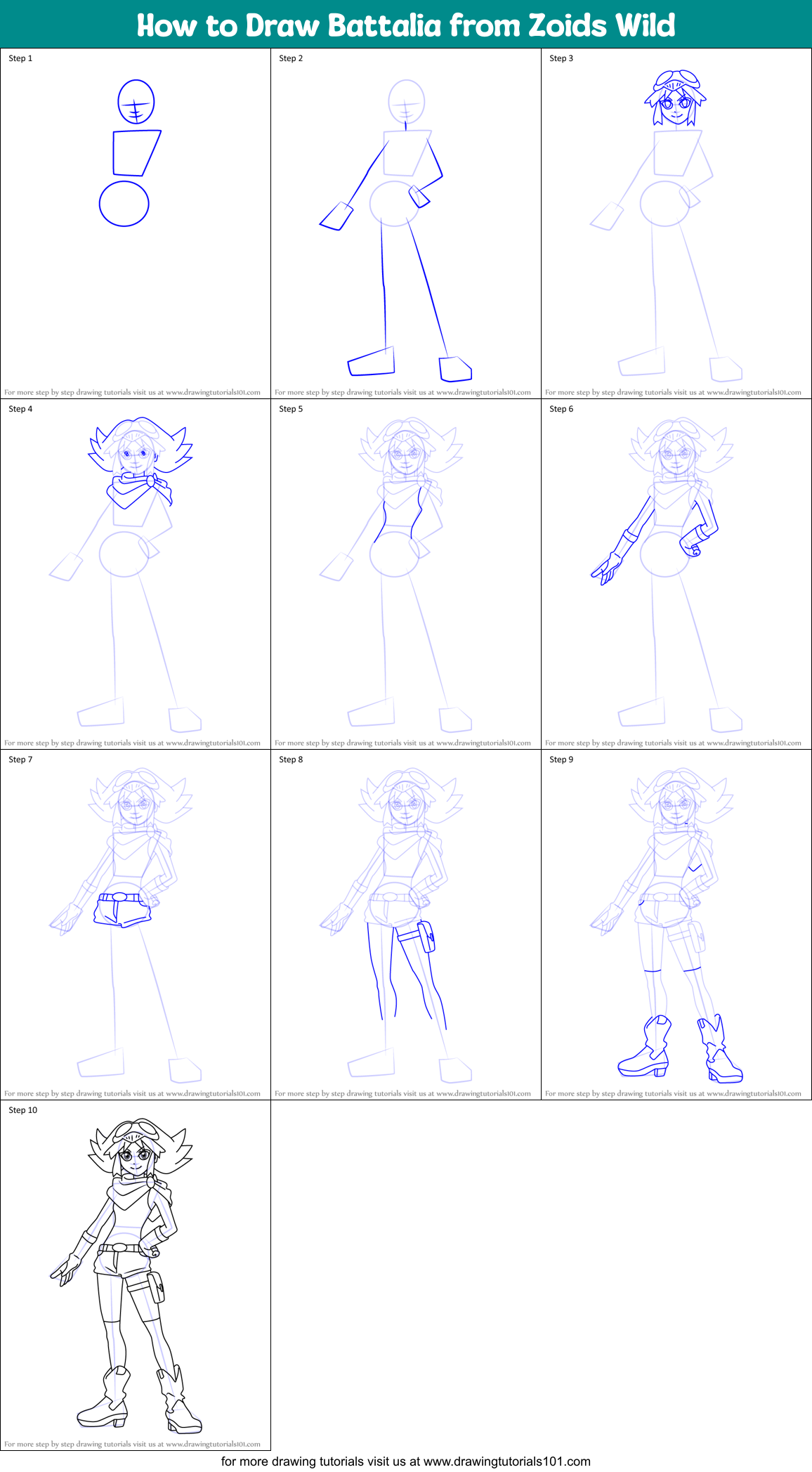 How to Draw Battalia from Zoids Wild Printable Step by Step