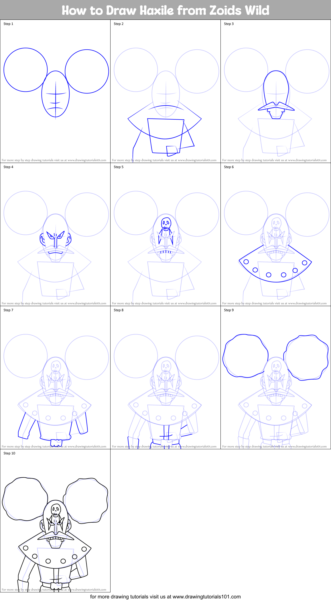 How to Draw Haxile from Zoids Wild Printable Step by Step