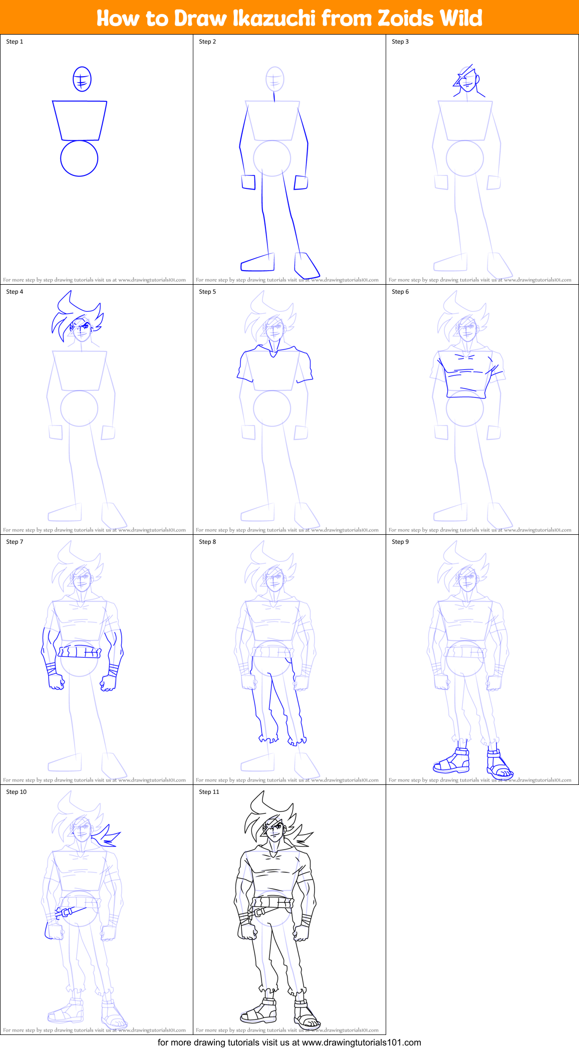 How to Draw Ikazuchi from Zoids Wild Printable Step by Step